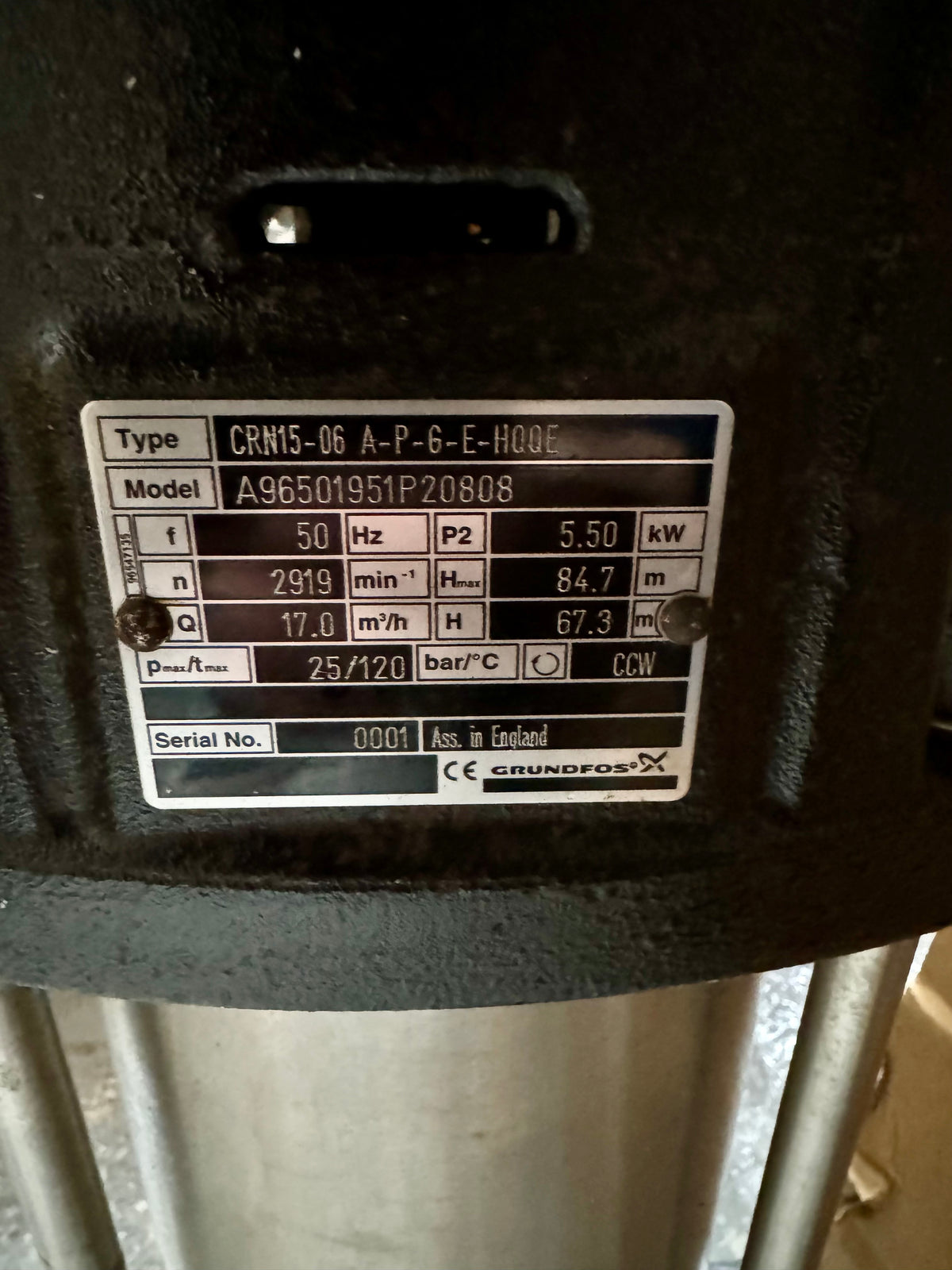 Grundfos CRN 15-6 A P G E HQQE Vertical Multistage Pump 5.5kW 96501951 #4092