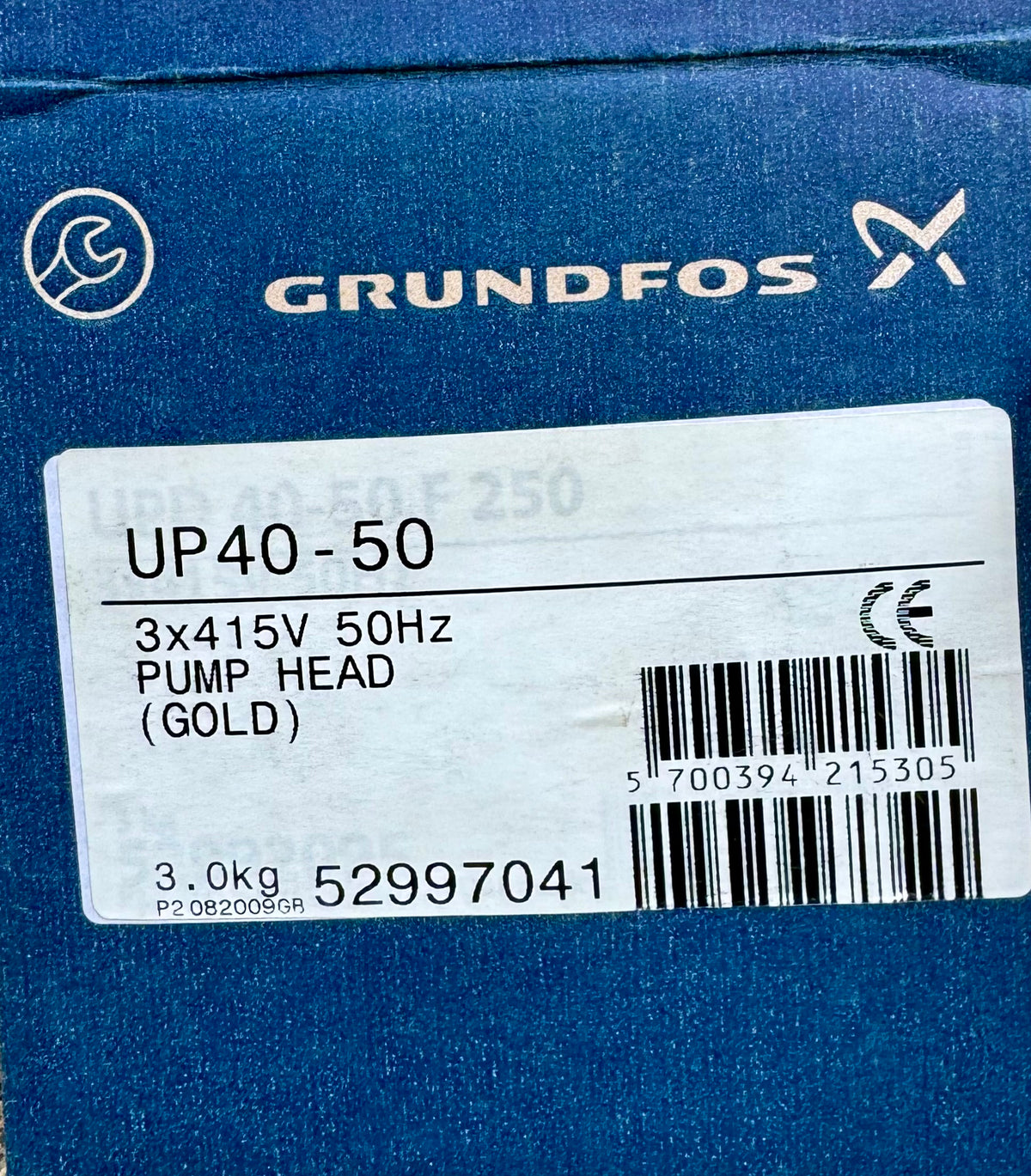 Grundfos UP UPD 40-50 F 250 Old Shape Replacement Head 415v 52992095 #4115