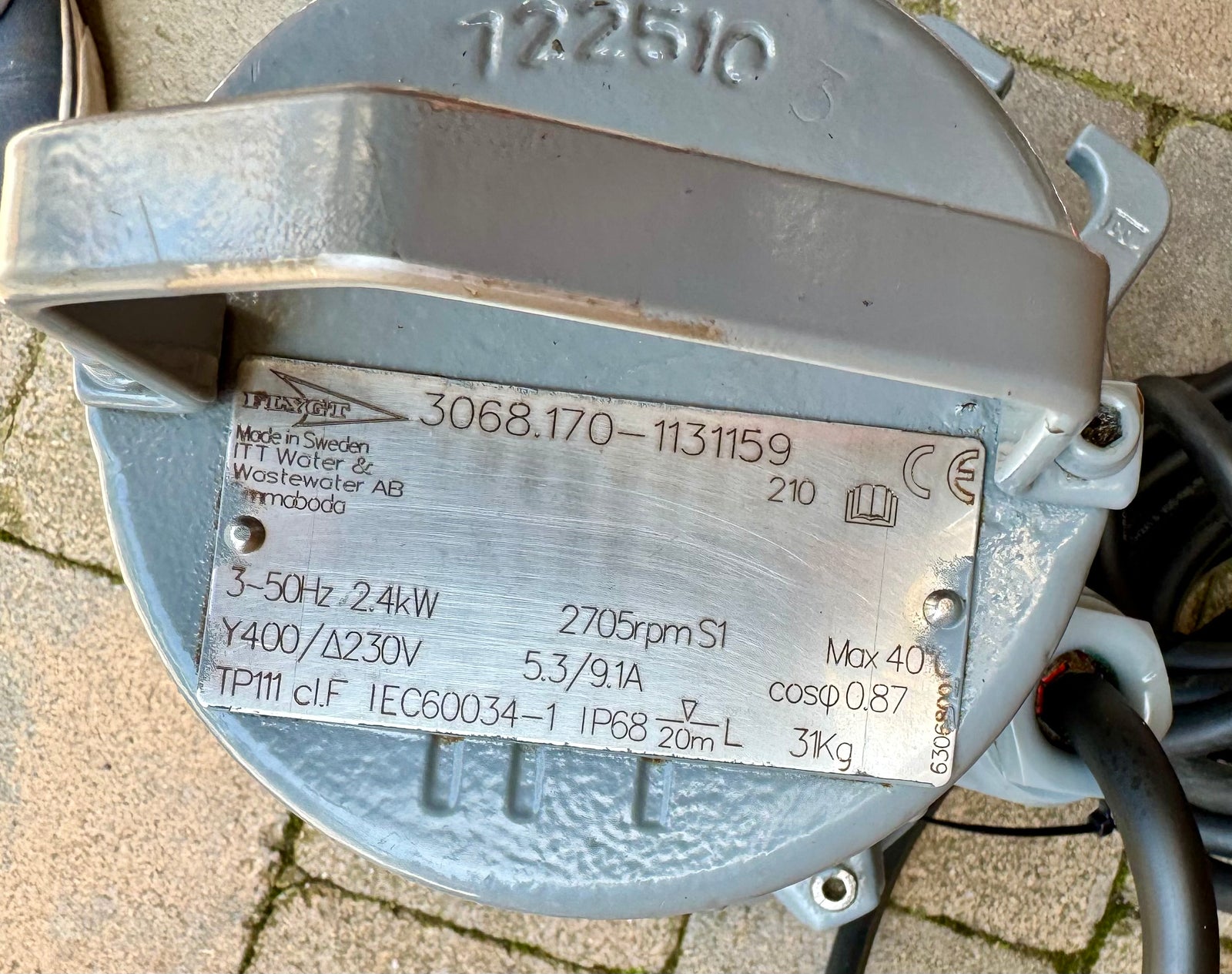 Flygt MP 3068.170 HT 210 2.4KW 3PH 415V Submersible Macerator Pump #4118