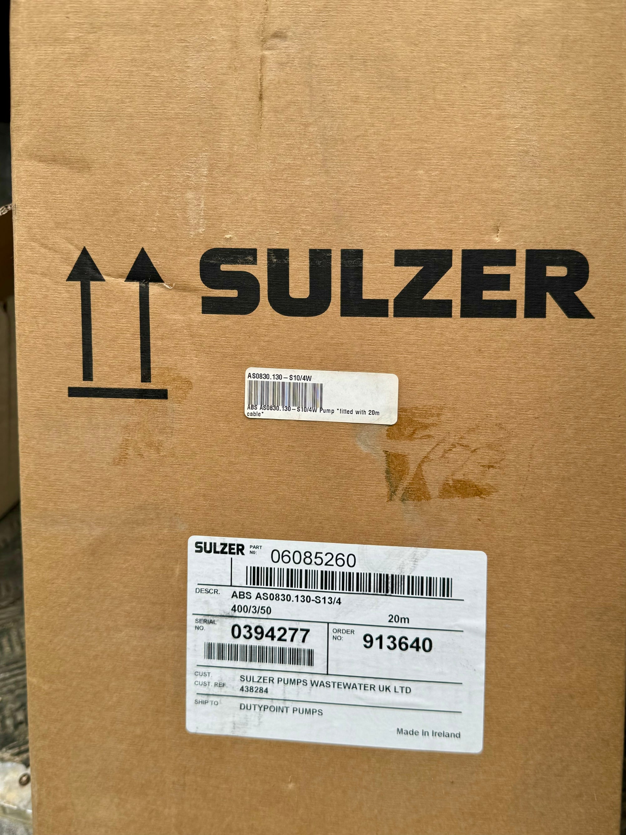 ABS Sulzer AS 0830.130-S13/4 Submersible Waste Pump Vortex DN80 400v 1.3kw 06085260 #4168