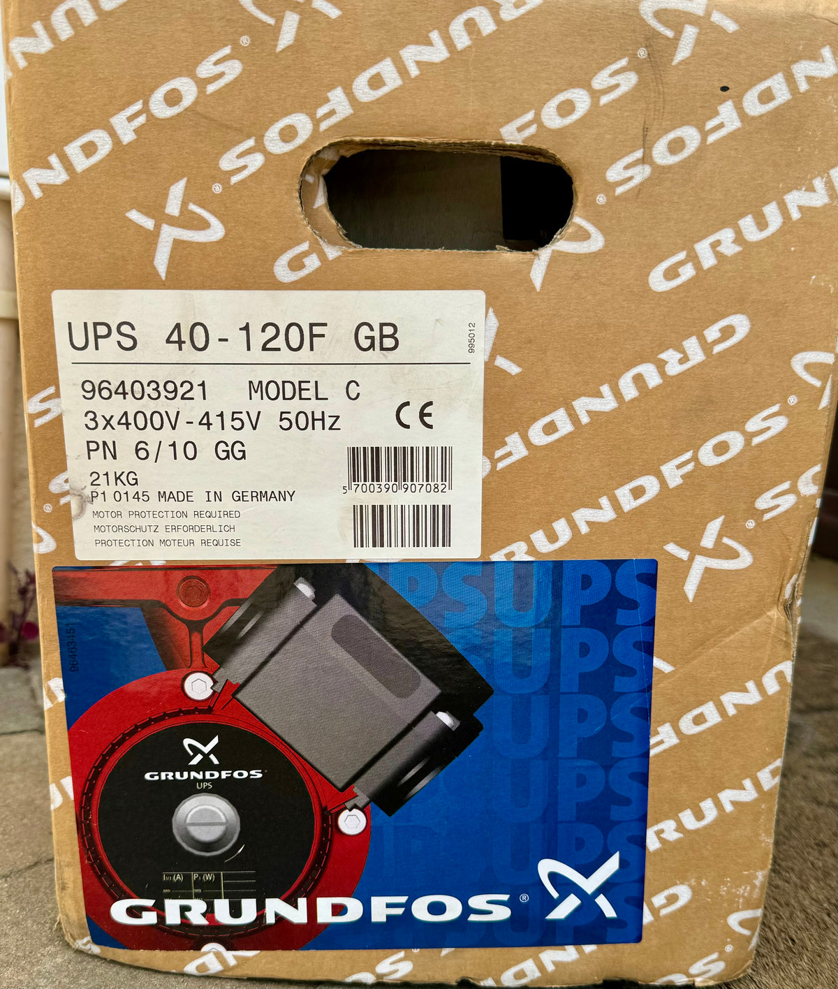 Grundfos UPS 40-120 f single head circulator pump 415v 96403921 #4186