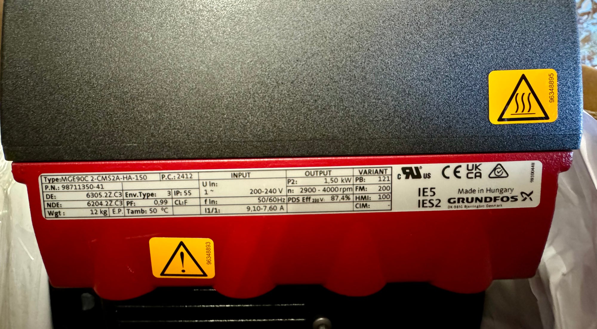 Grundfos CME 5-4 X R I E AQQE U A D N 240V 50/60Hz Horizontal Multistage Pump 98712178 #4200