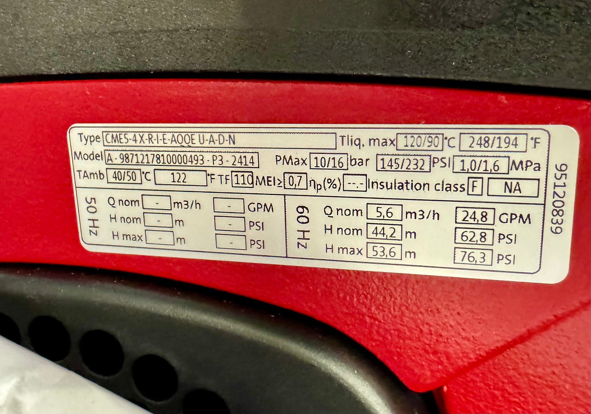Grundfos CME 5-4 X R I E AQQE U A D N 240V 50/60Hz Horizontal Multistage Pump 98712178 #4200