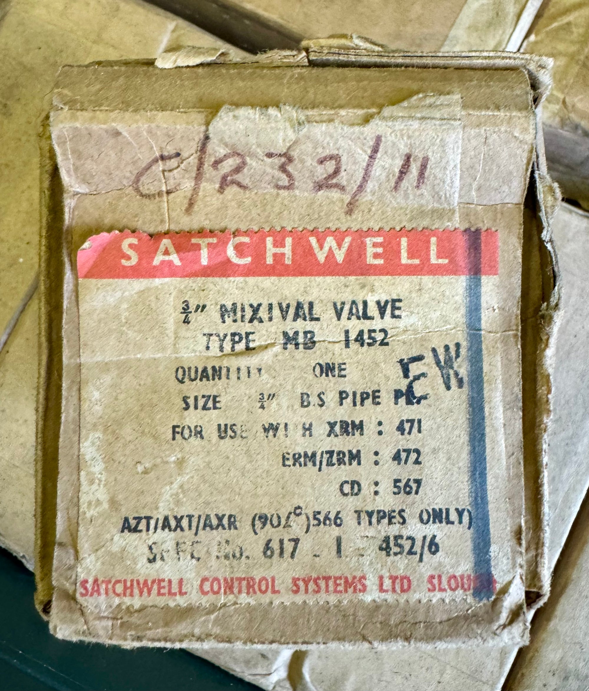 Satchwell MB 1452 3-port low pressure hot water valve 3/4'' CV=4.0 Brass #4299