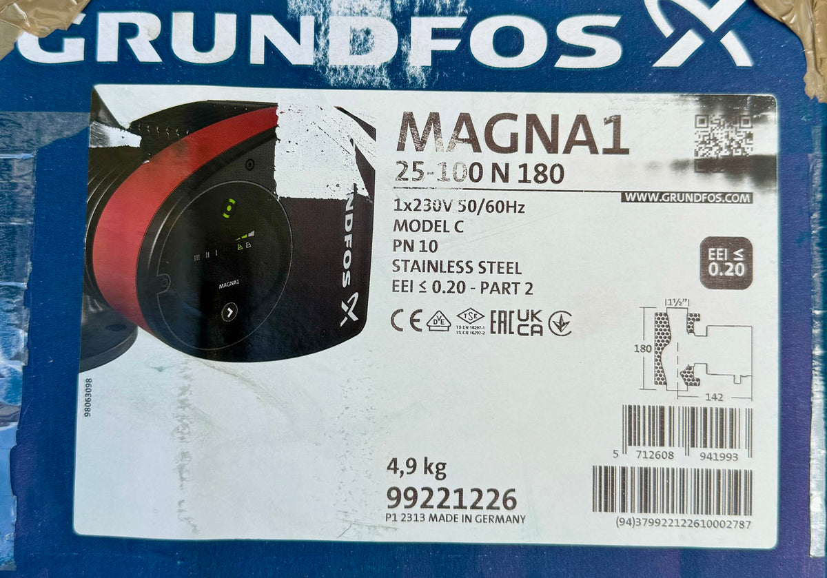 Grundfos MAGNA1 25-100 N Variable Speed Pump 240V Stainless Steel 99221226 #4307