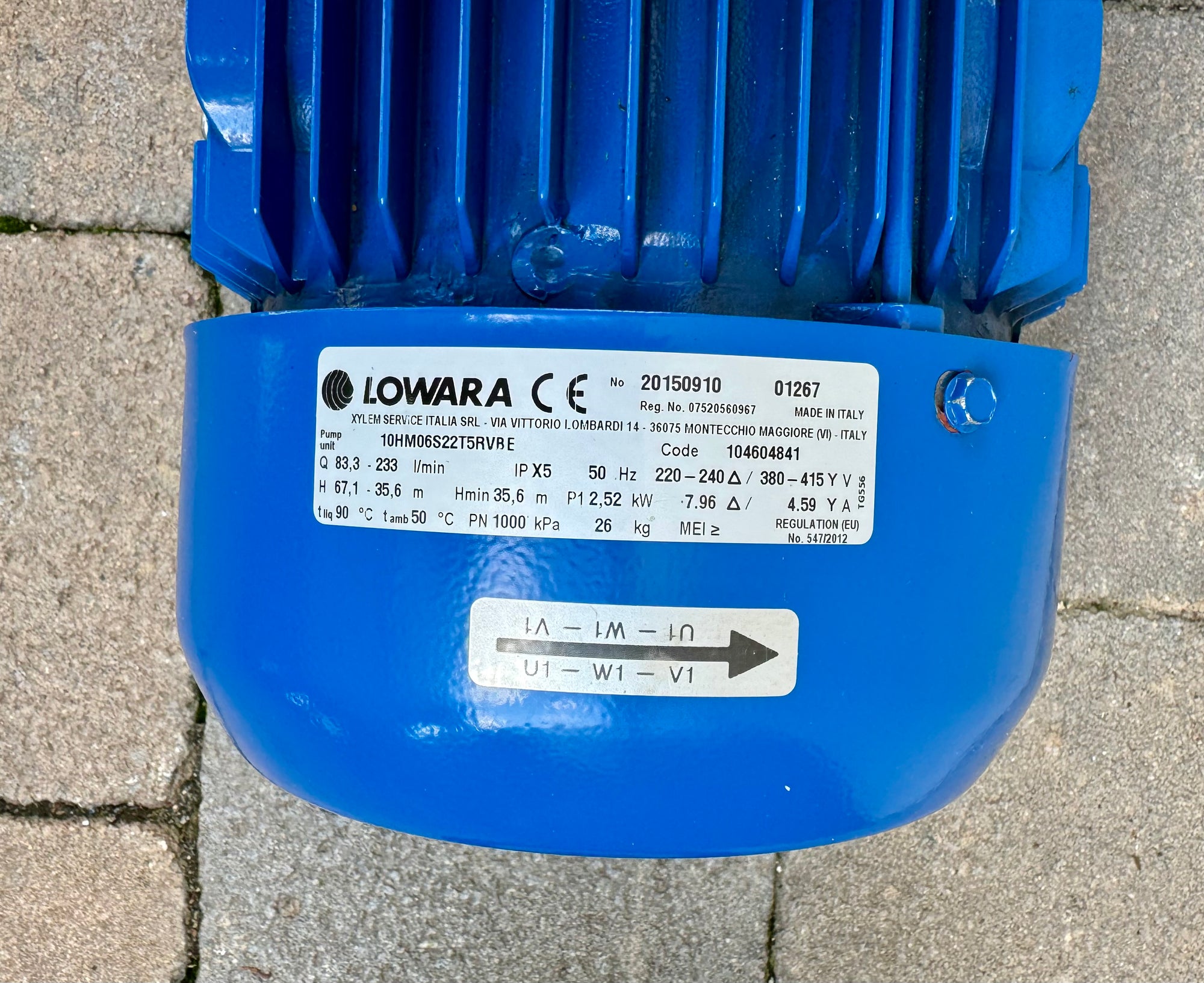Lowara 10HM06 S22T5RVBE Horizontal Multistage Pump 415v 104604841 #4309