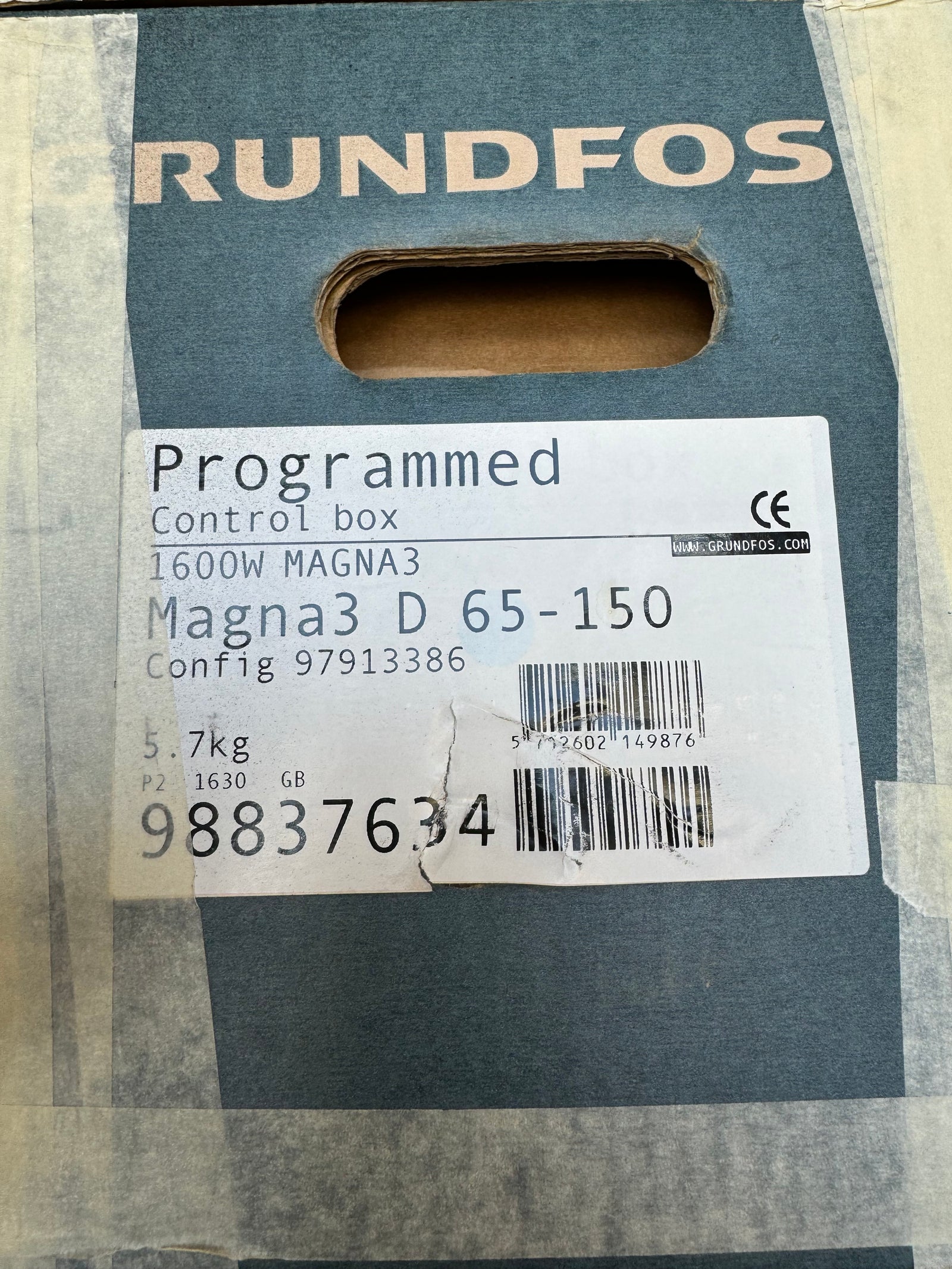 Grundfos Magna3 65-150 F Flanged Pump Heating Circulator 240v Control Box 98837634 #4316