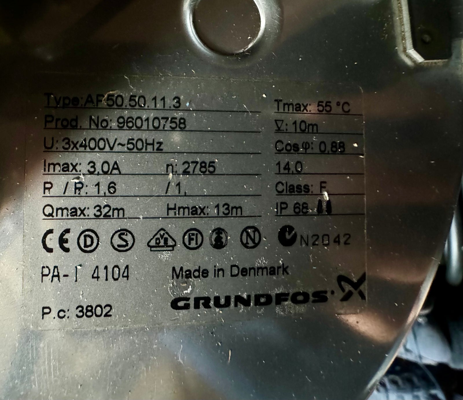 Grundfos UNILIFT AP 50.50.11.3V Dirty Water Pump without Floatswitch 2" Vortex 415V 96010562 #4372