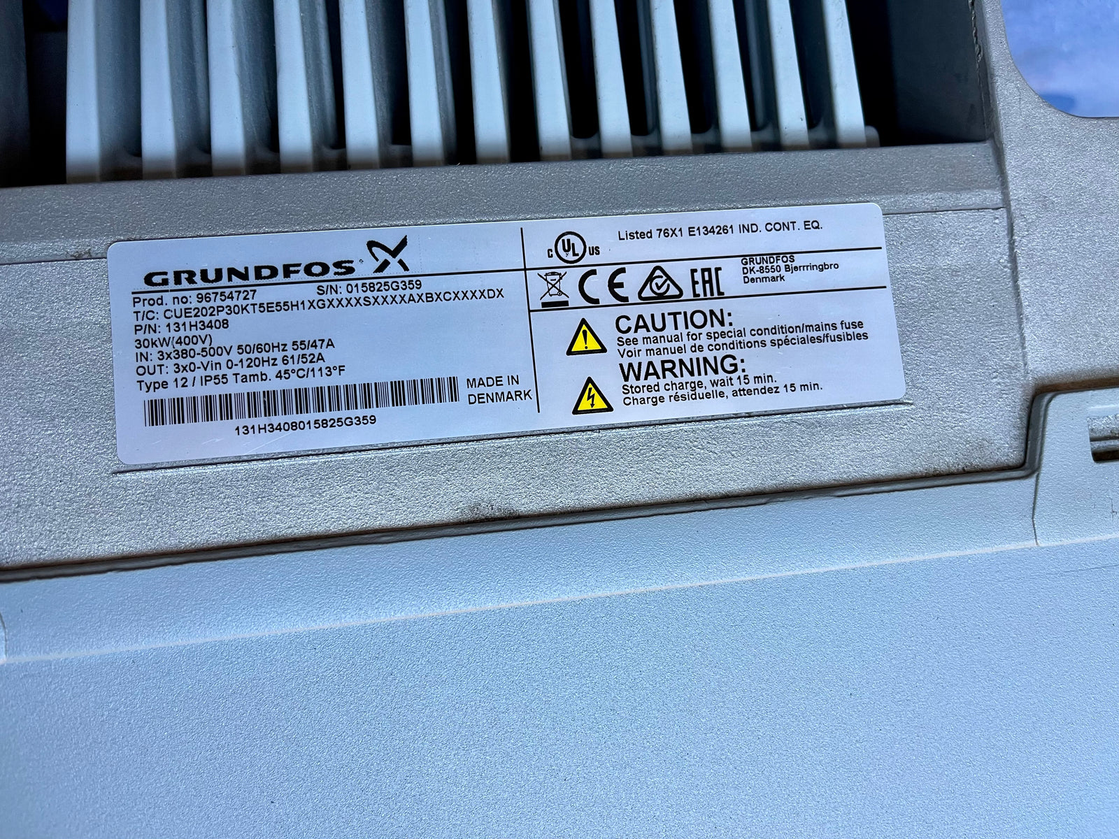 Grundfos CUE 30kw inverter 96754727 131H3408 #3442