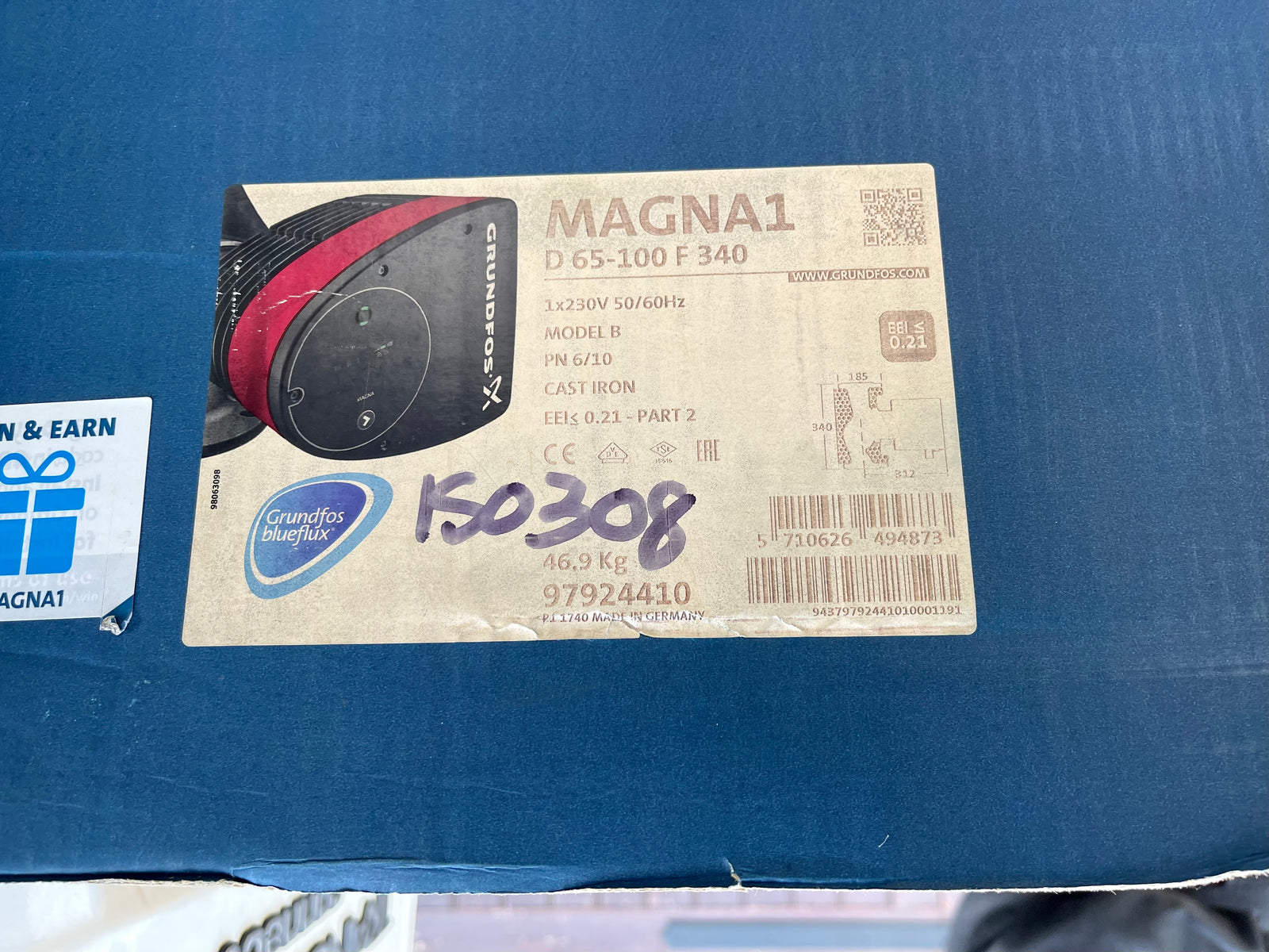 Grundfos Magna1D 65-100F 97924410 340mm Twin-Head Flanged Circulating Pump #3531