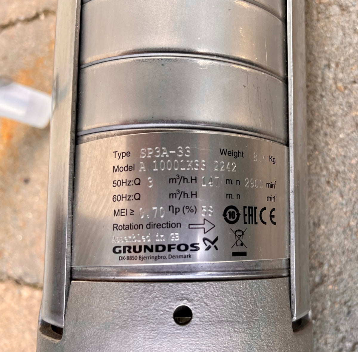 Grundfos SP 3A-33 Borehole Pump 4" Rp 1 1/4" 2.2kW 10001K33 400v #3532 VAT