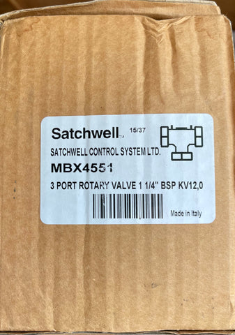 Satchwell Schneider MBX 4551 1 1/4" 3 Port Rotating Valve Brass #3543
