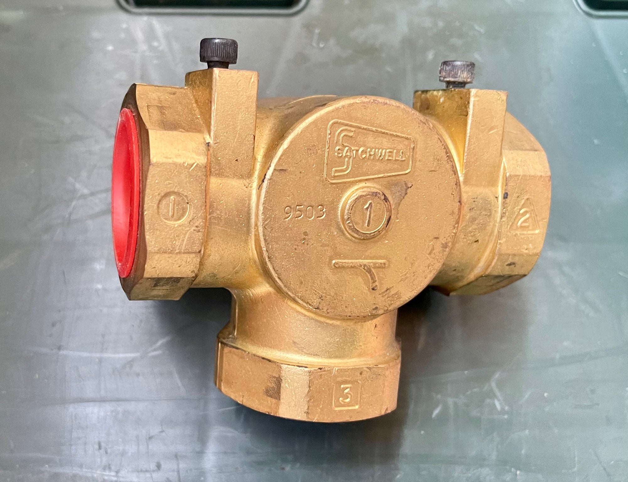 Satchwell Schneider MB 1502 3 way  1" Rotating Valve Brass #3460