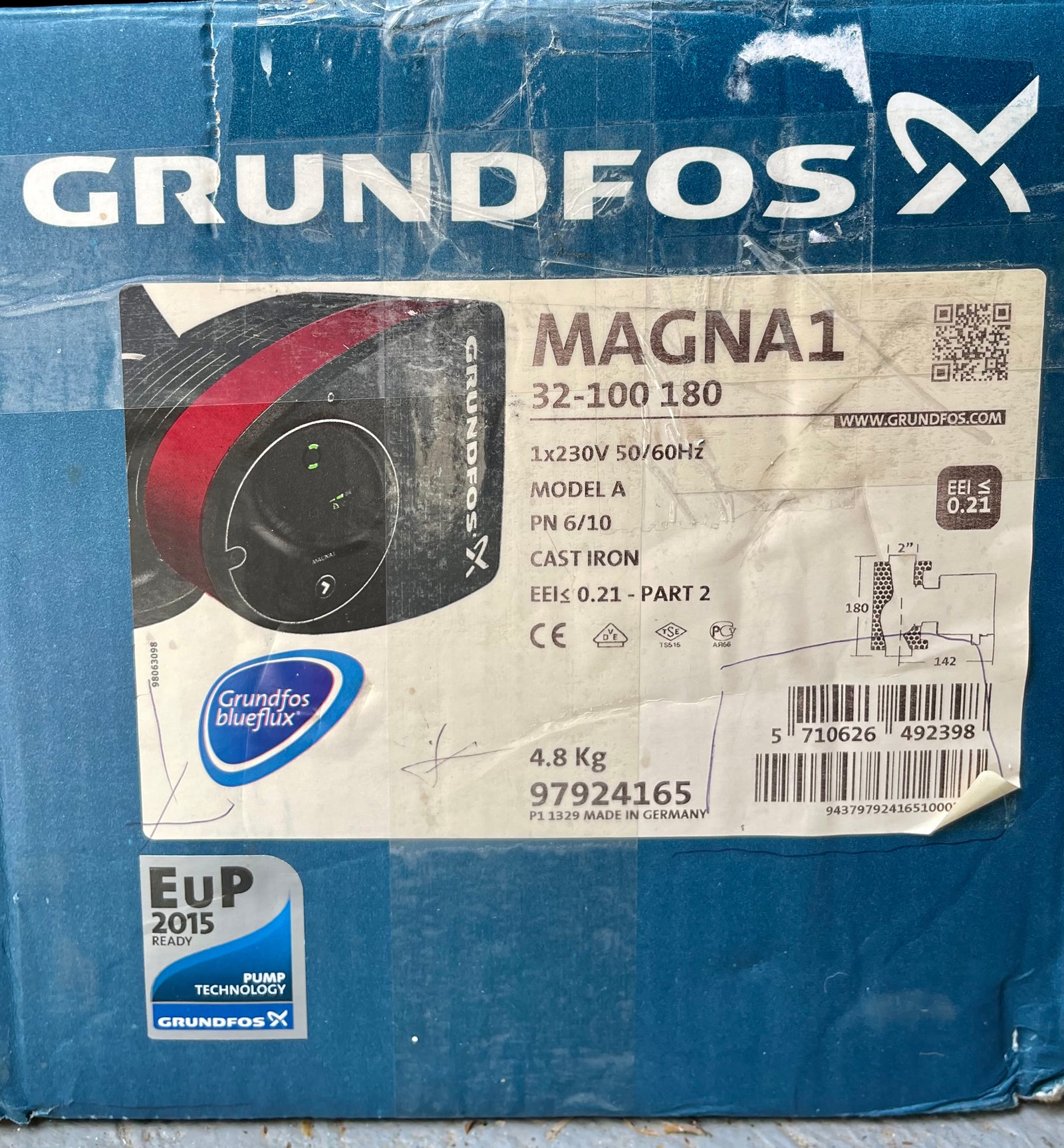 Grundfos Magna1 32-100 97924165 180mm Threaded Circulating Pump #3835