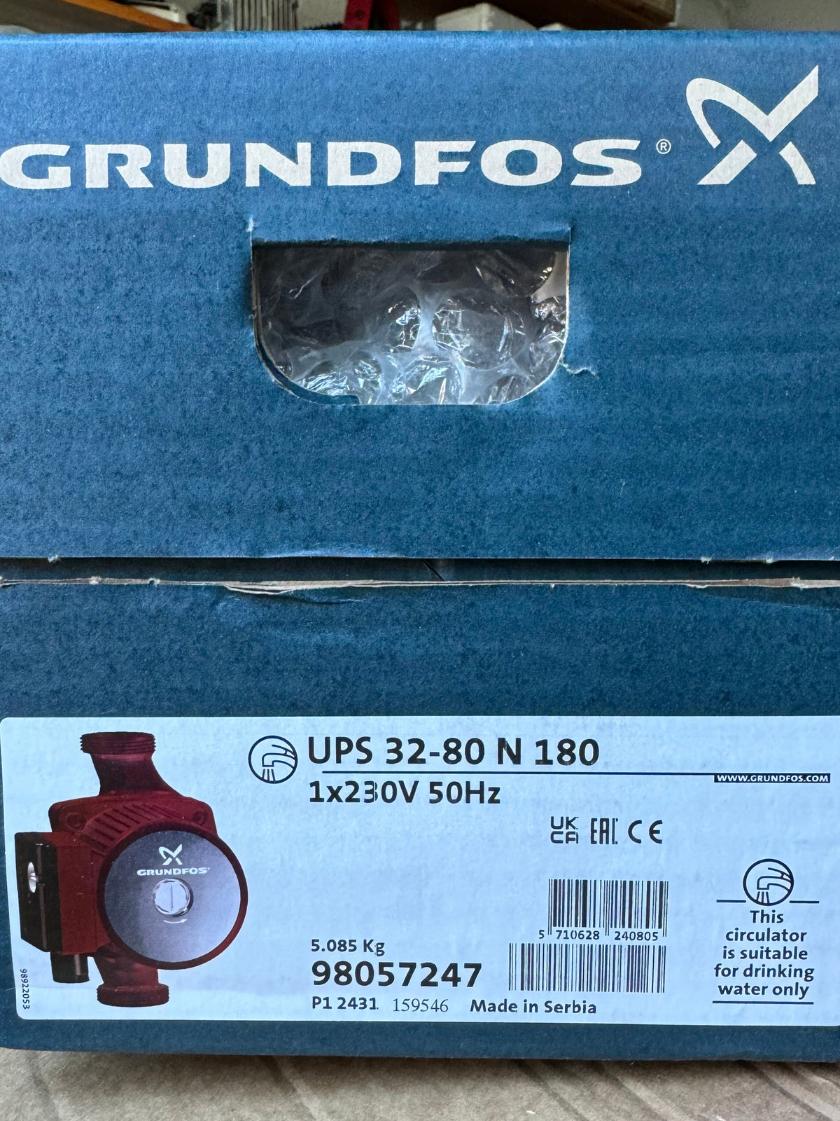 Grundfos UPS 32-80 N Heating Circulator Pump Threaded 240v 98057247 #4461