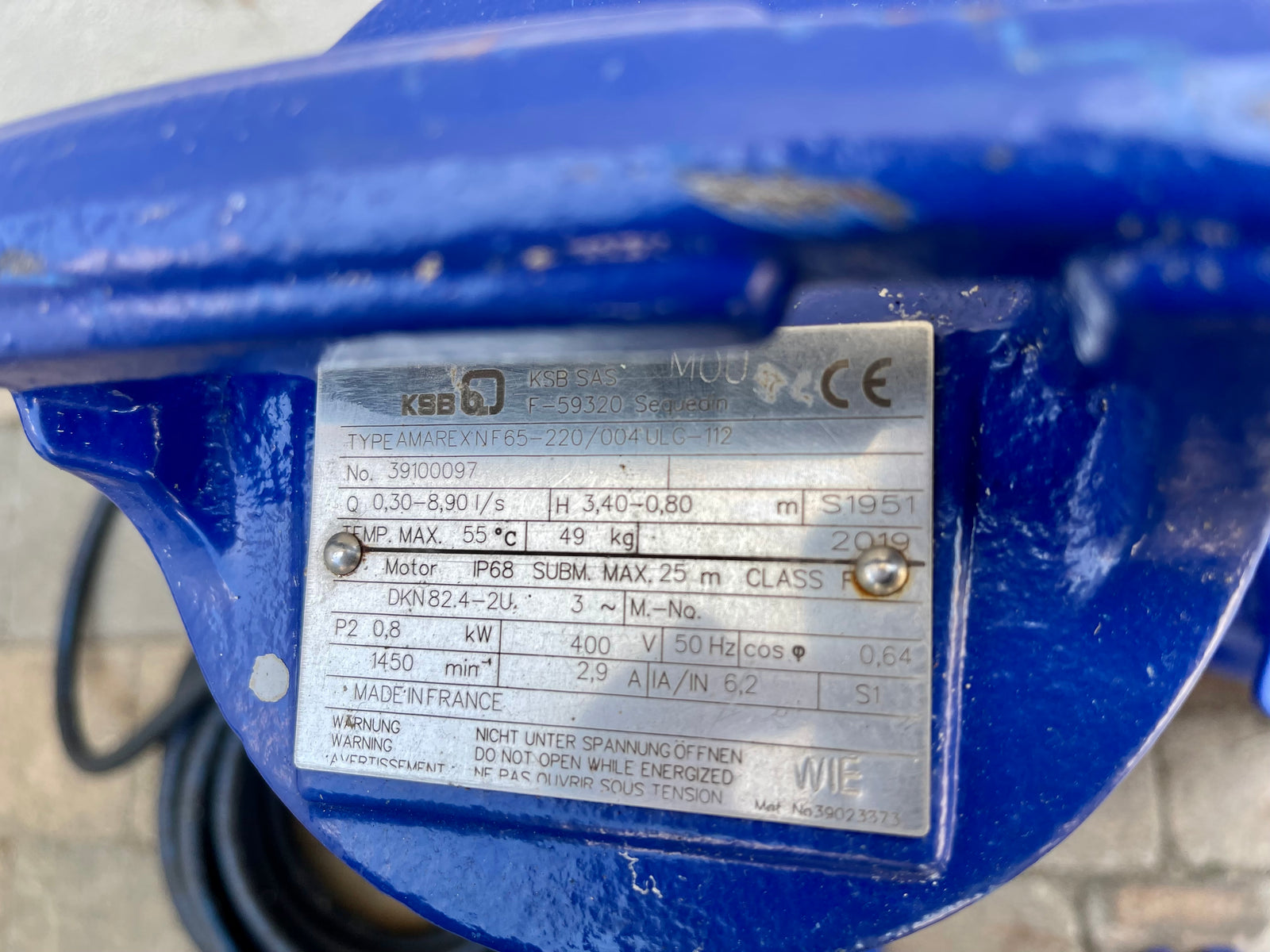 KSB Amarex N F 65-220/004 ULG 112 Submersible pump 1.1kw DN65 415V 39100097 #3608