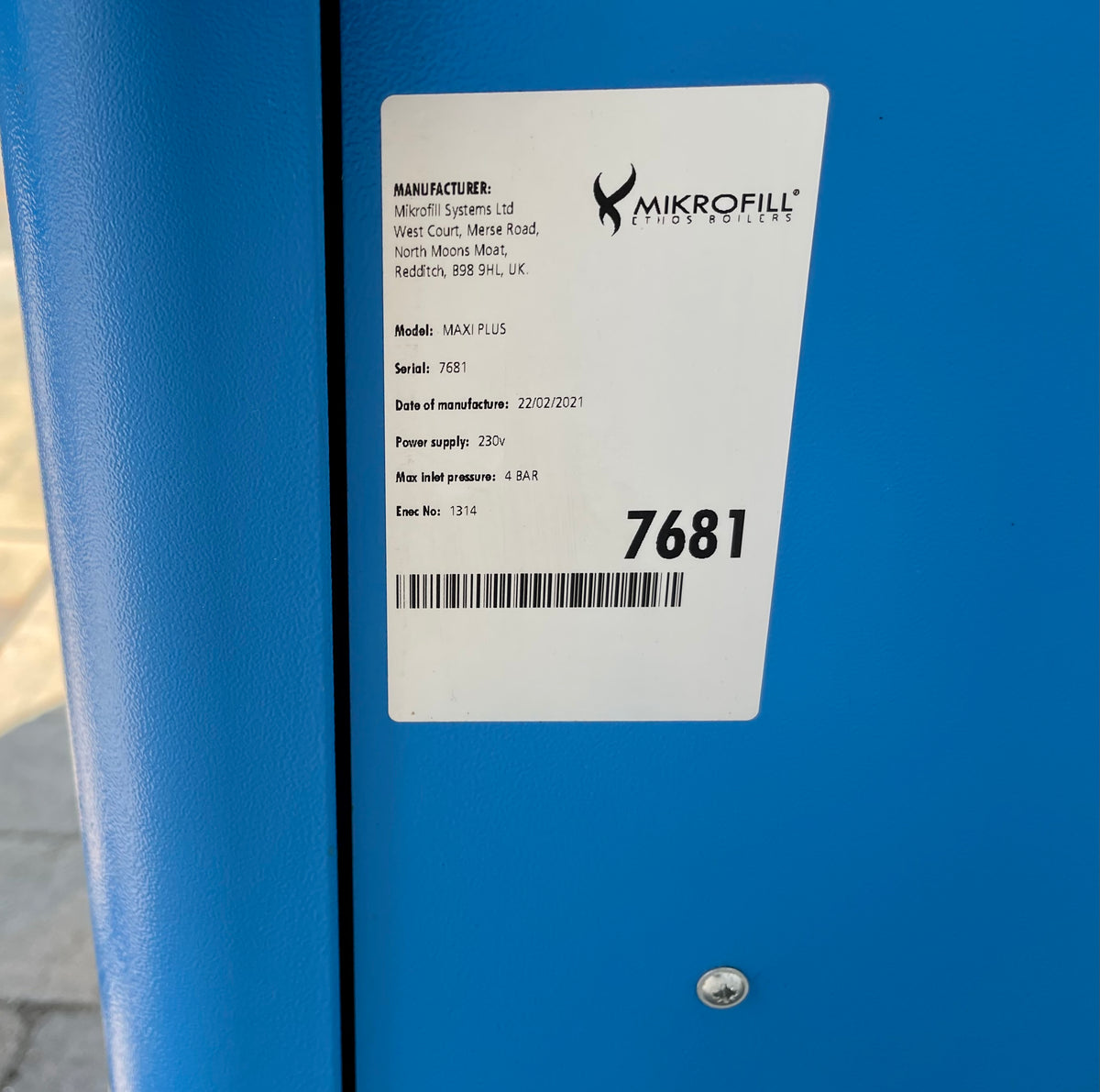 Mikrofill Maxi Plus Pressurisation Unit #3607 USED