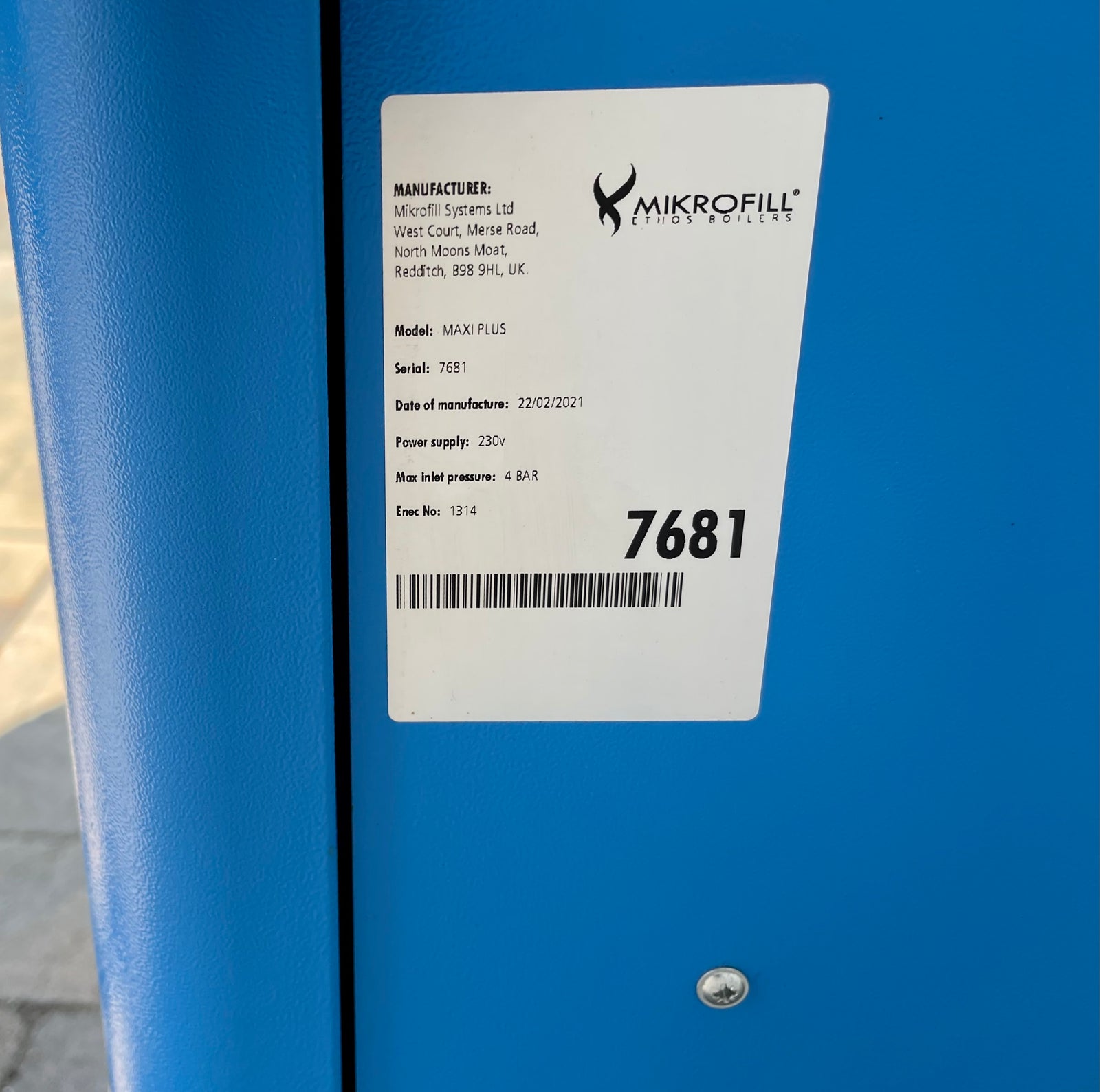 Mikrofill Maxi Plus Pressurisation Unit #3607 USED