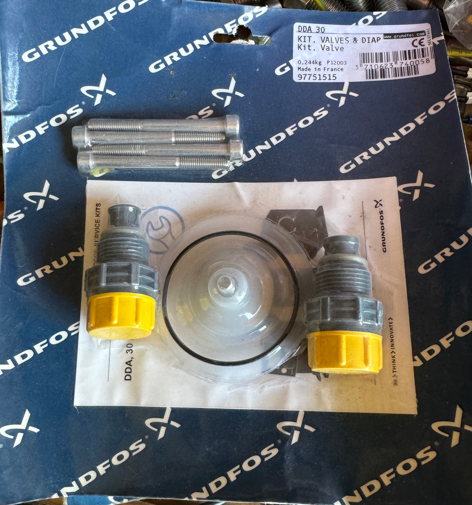 GRUNDFOS Kit, Valve / Diaphragm SD-L-PVC/V/C-1 Dosing Pump Kits DDA 30 97751515 #4475