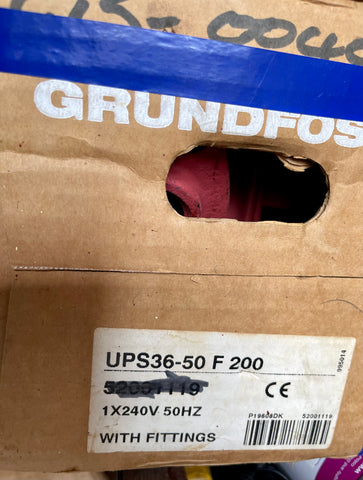 Grundfos UPS 36-50 F 200 Circulator Pump Square Flange 52001119 #3609
