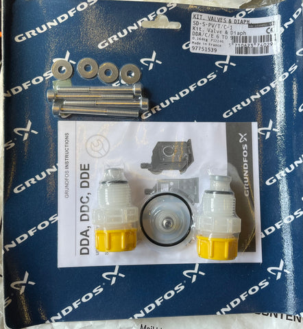 GRUNDFOS Kit, Valve / Diaphragm SD-S-PV/T/C-1 Dosing Pump Kits 97751539 #3669