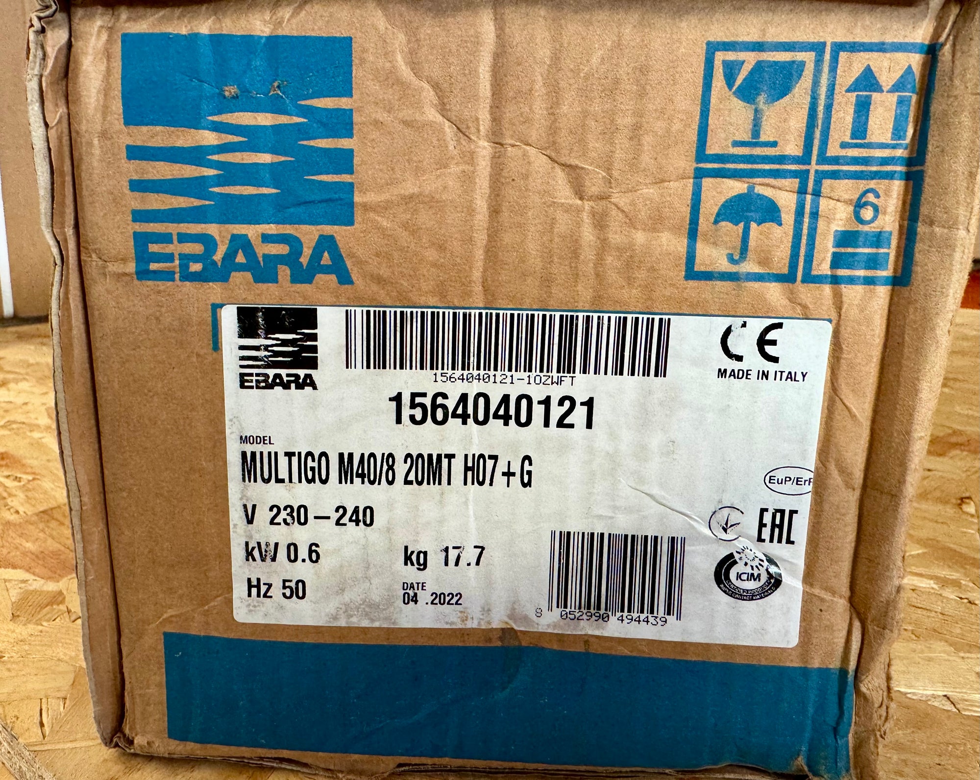 Ebara MULTIGO M 40/8 0.6kW Multistage Pump 240V 1564040121 #4524