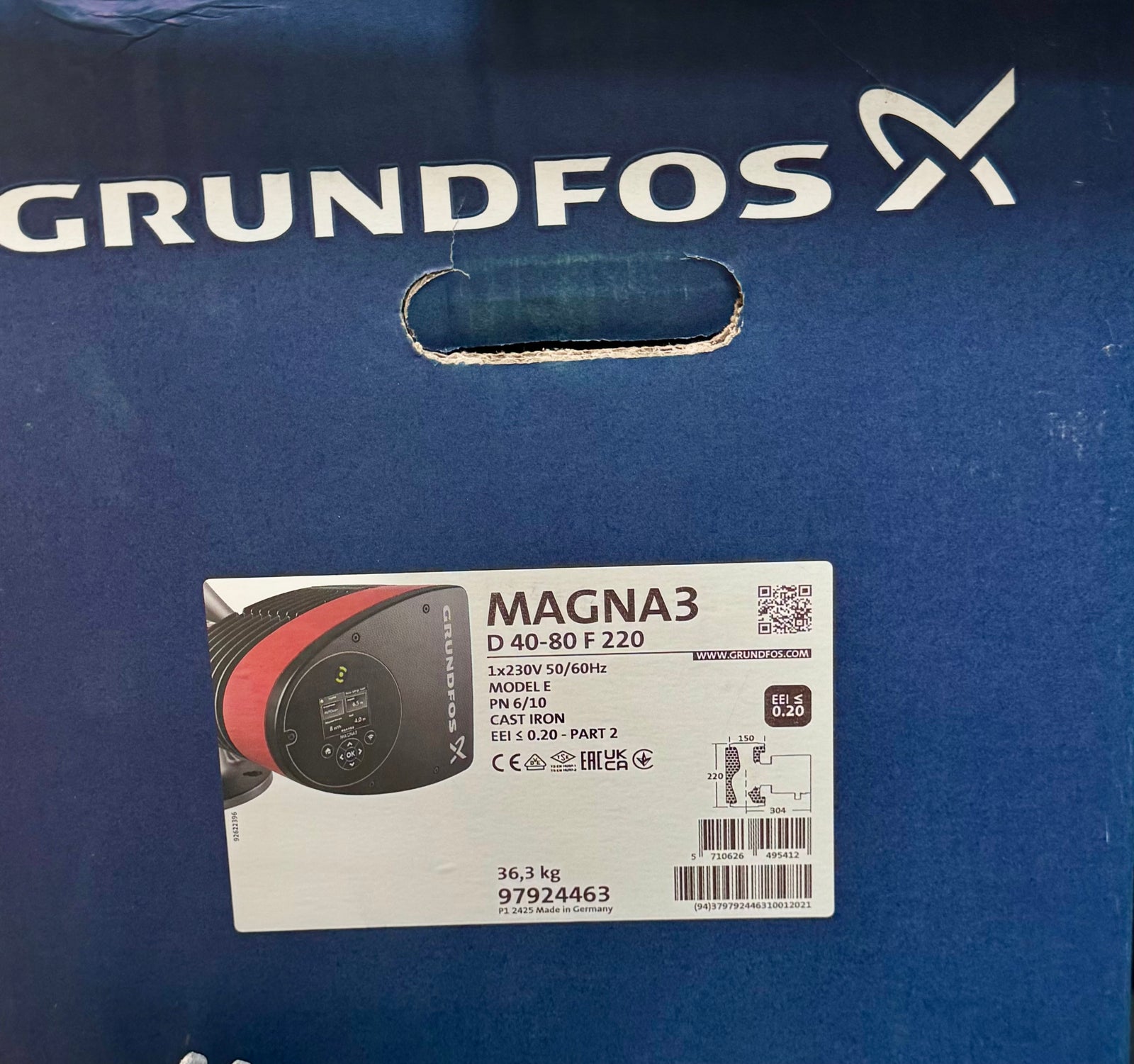Grundfos Magna3 D 40-80f Variable Speed Circulation Pump Heating 230v 97924463 #4674