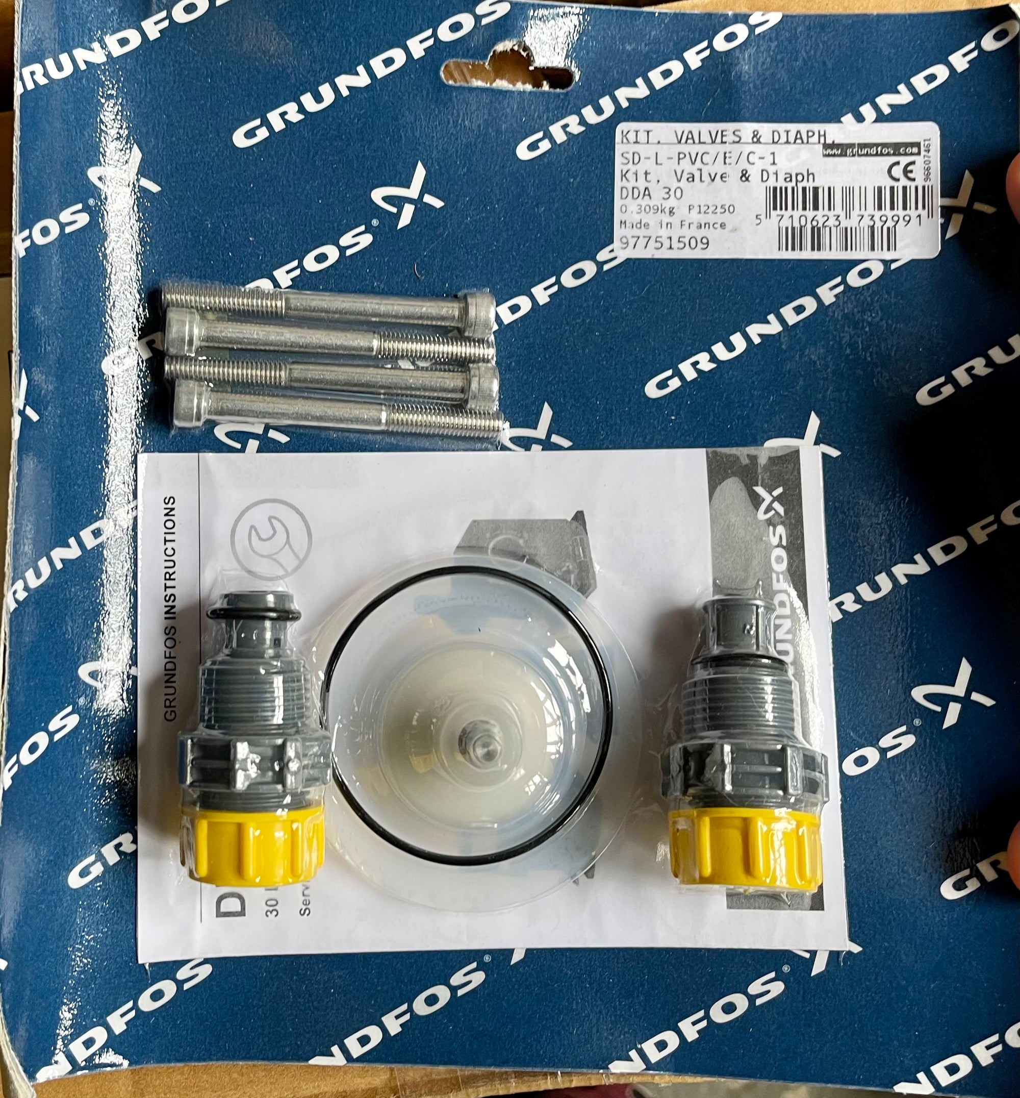 GRUNDFOS Kit, Valve / Diaphragm SD-L-PVC/E/C-1 Dosing Pump Kits DDA 30 97751509 #3700