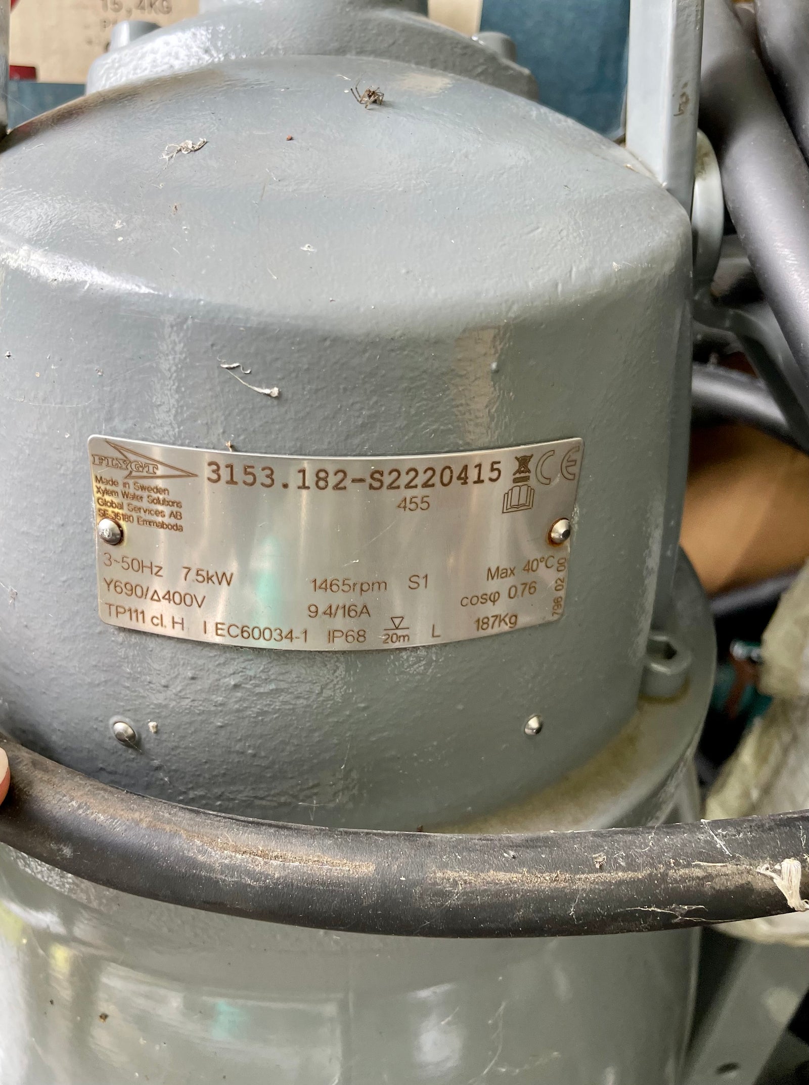 Flygt N 3153.182 HT 7.5kw 455 400v submersible sewage pump #3722