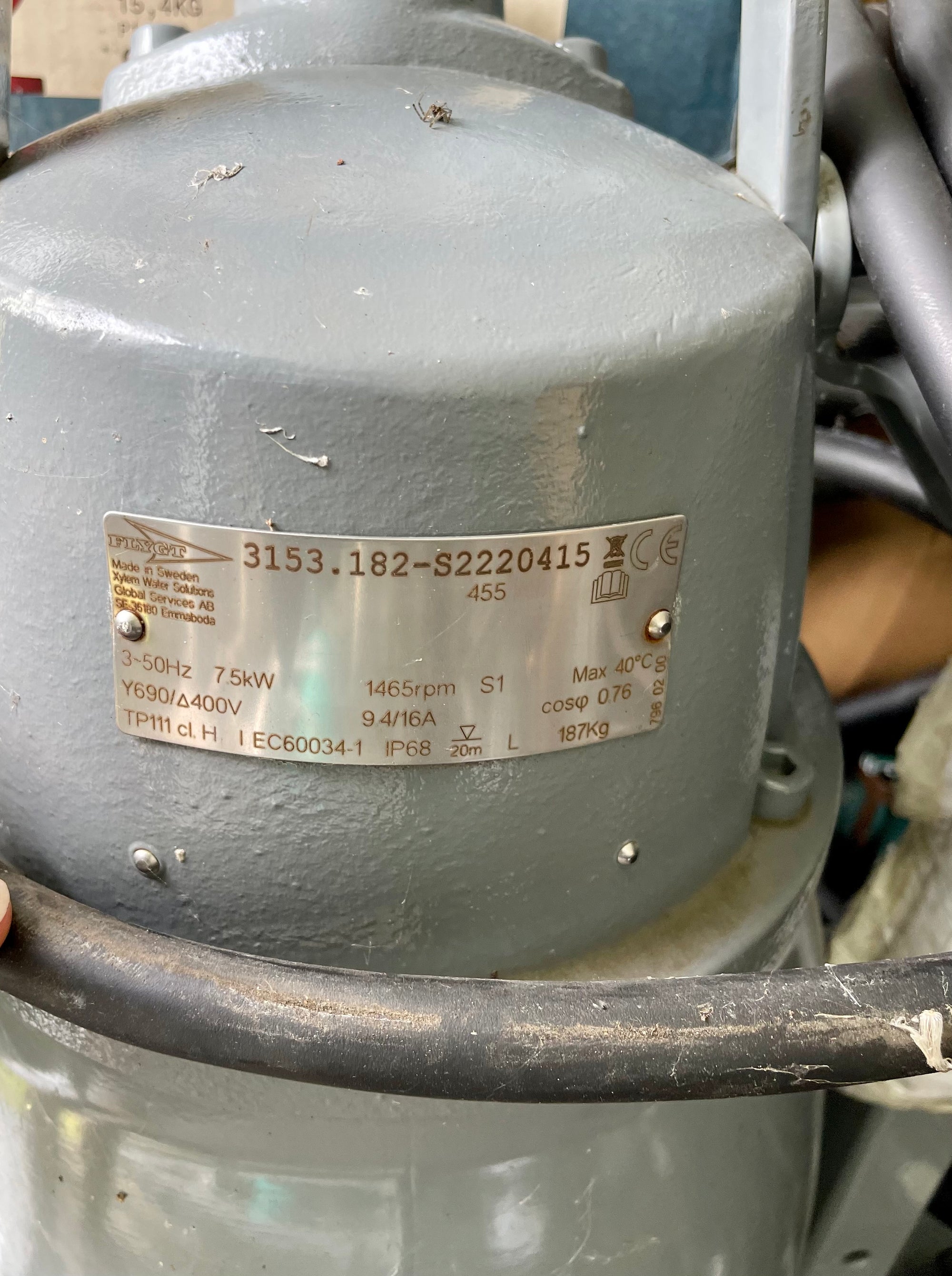 Flygt N 3153.182 HT 7.5kw 455 400v submersible sewage pump #3722