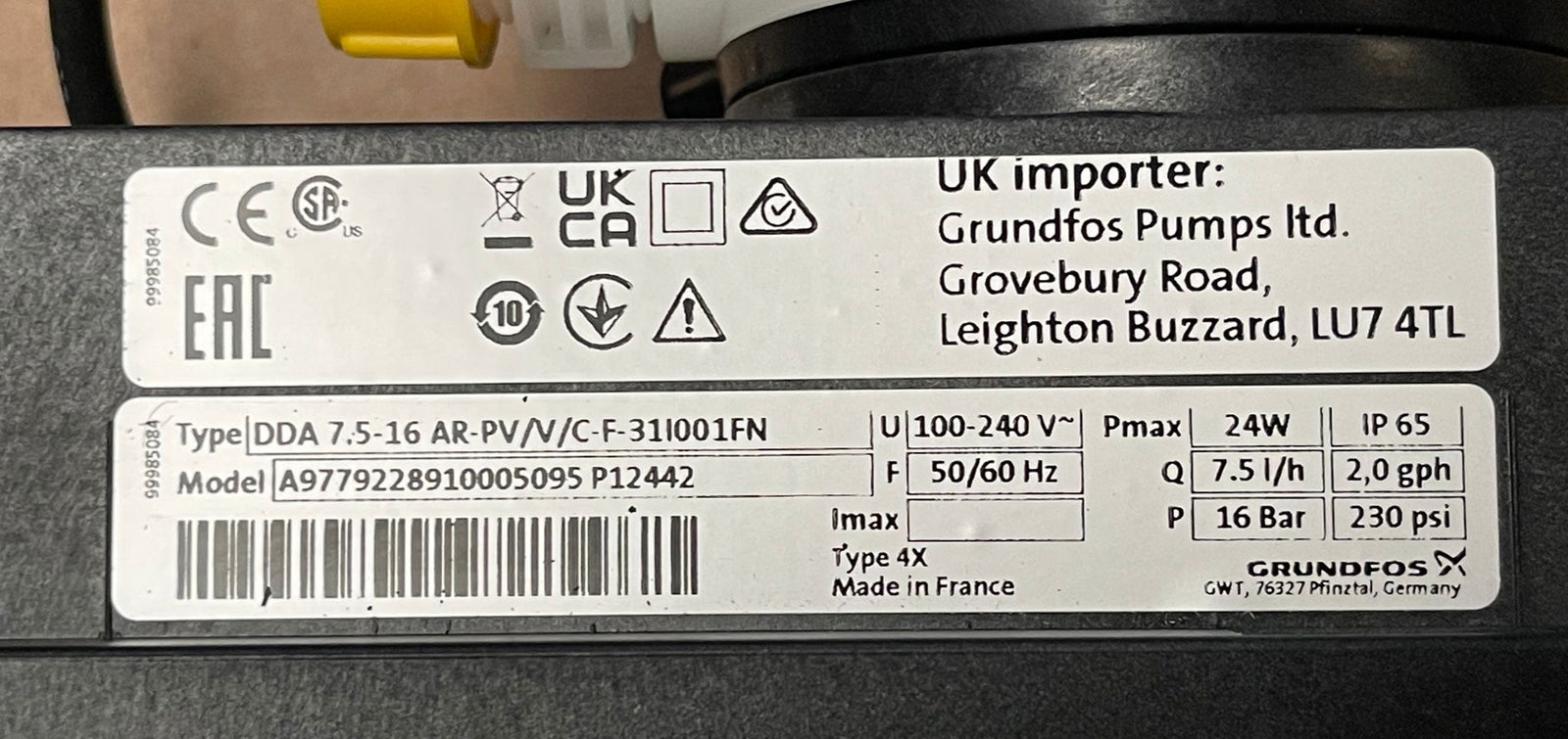 Grundfos DDA 7.5-16 AR-PV/V/C-F-31I001FN Ecolab Digital Chemical Dosing Pump 230V 97792289 #5011