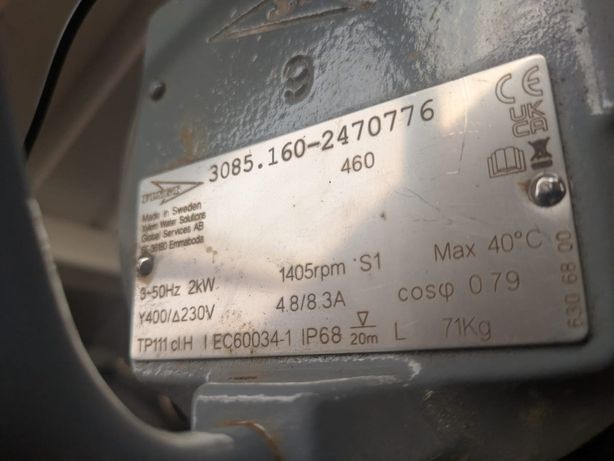 Flygt NS 3085.160 MT 460 2kw 415v Submersible Waste Pump #4514