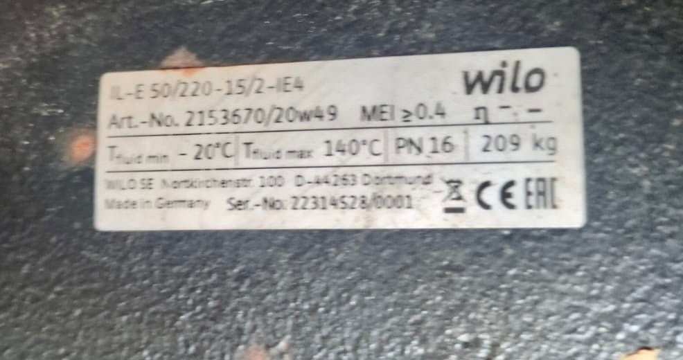 Wilo CronoLine-IL-E 50/220-15/2 IE4 DN50 440mm 2153670 Circulator Pump 15kW #4817
