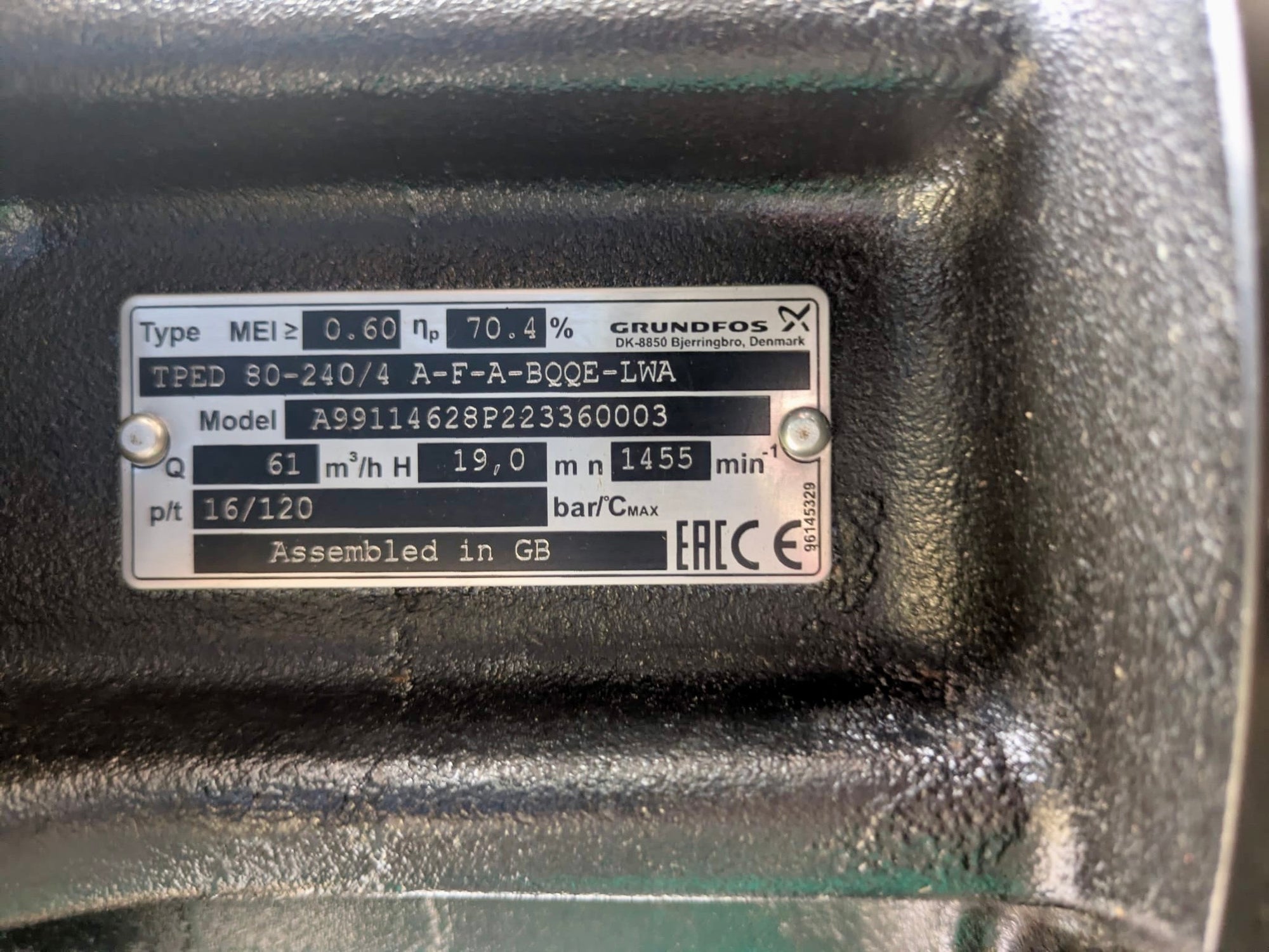 Grundfos TPE/D 80-240/4 A F A BQQE LWA 5.5kW Circulator Pump Head 99114628 415v #4812