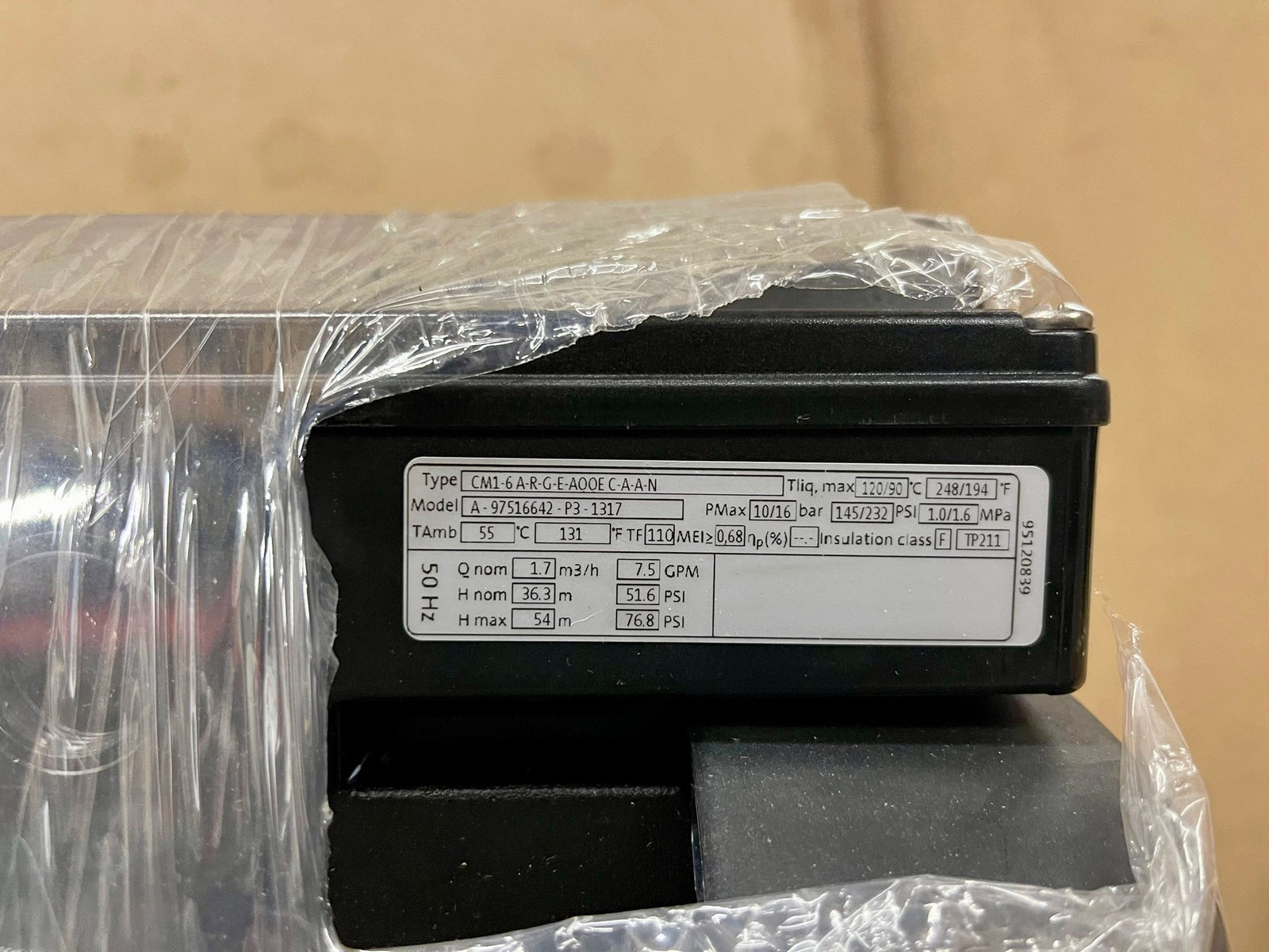 Grundfos CM 1-6 A R G E AQQE C A A N Horizontal Multistage Pump 240v 97516642 #5002