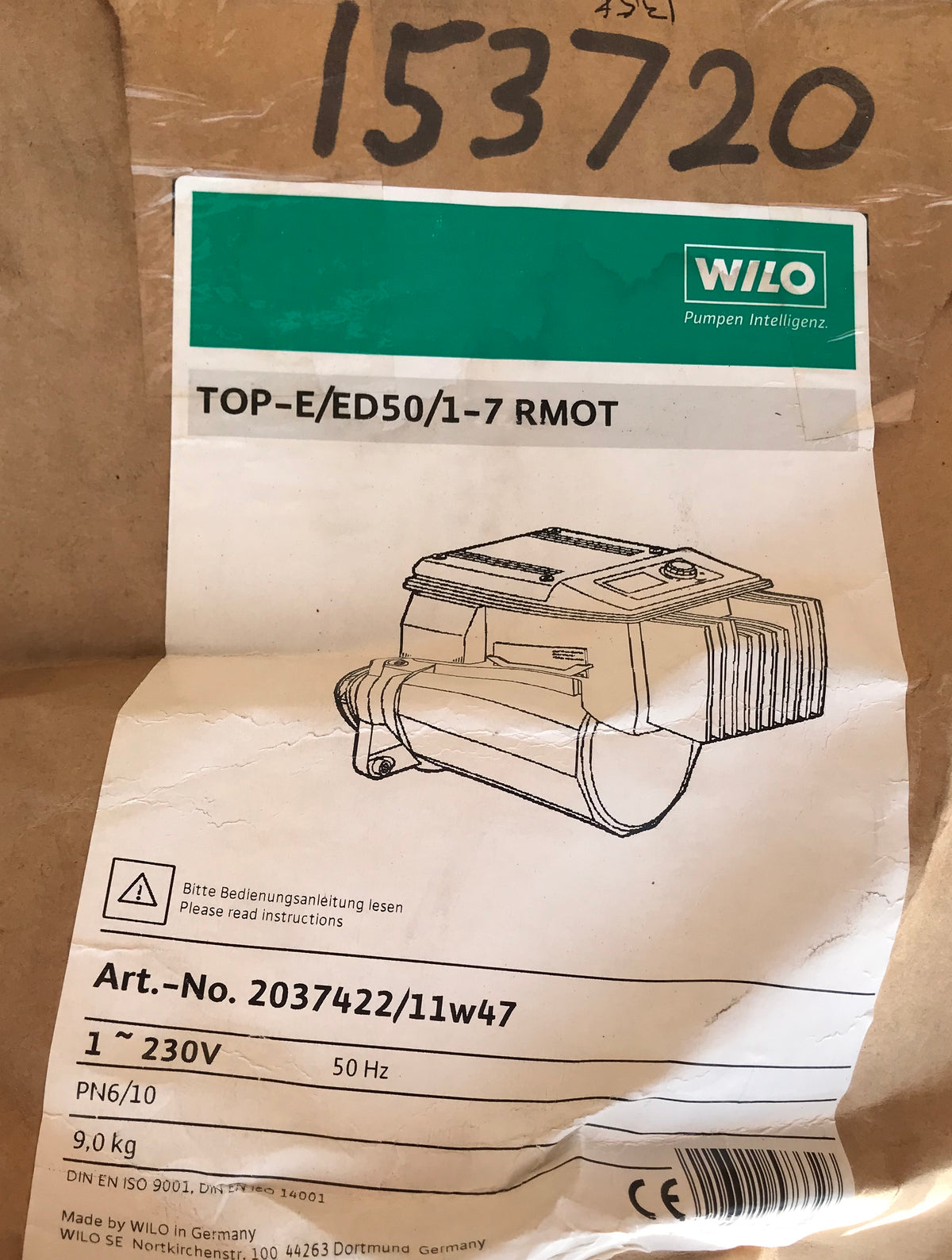 Wilo Pump Replacement Head TOP-E/ED 50/7 2034722 230v #1538 VAT