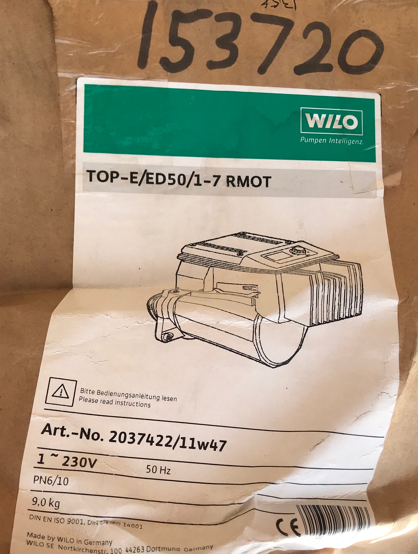Wilo Pump Replacement Head TOP-E/ED 50/7 2034722 230v #1538 VAT