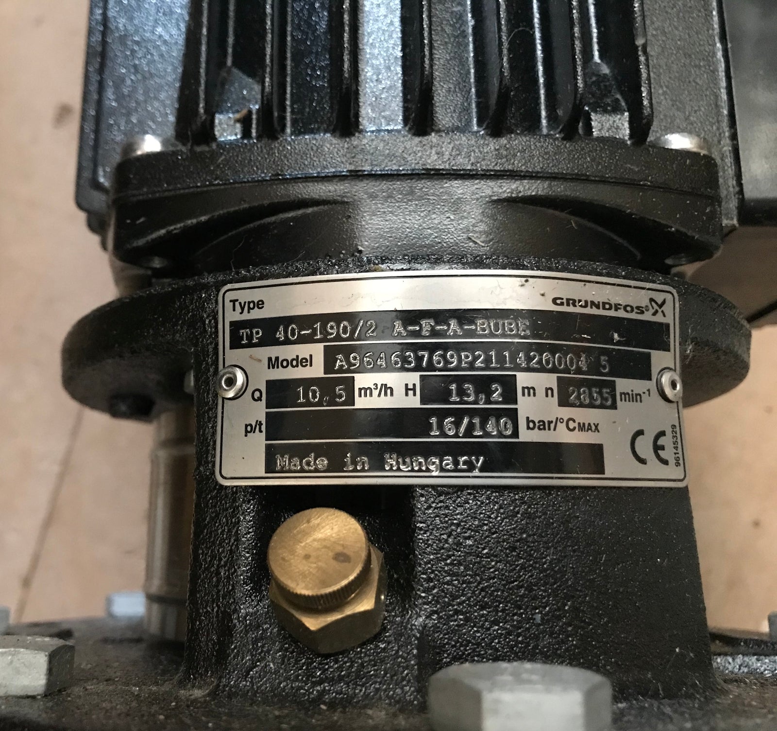 Grundfos TP 40 190/2 A F A BUBE 0.75kW Single Stage Single Head In Line Pump 415v 96463769 #1696