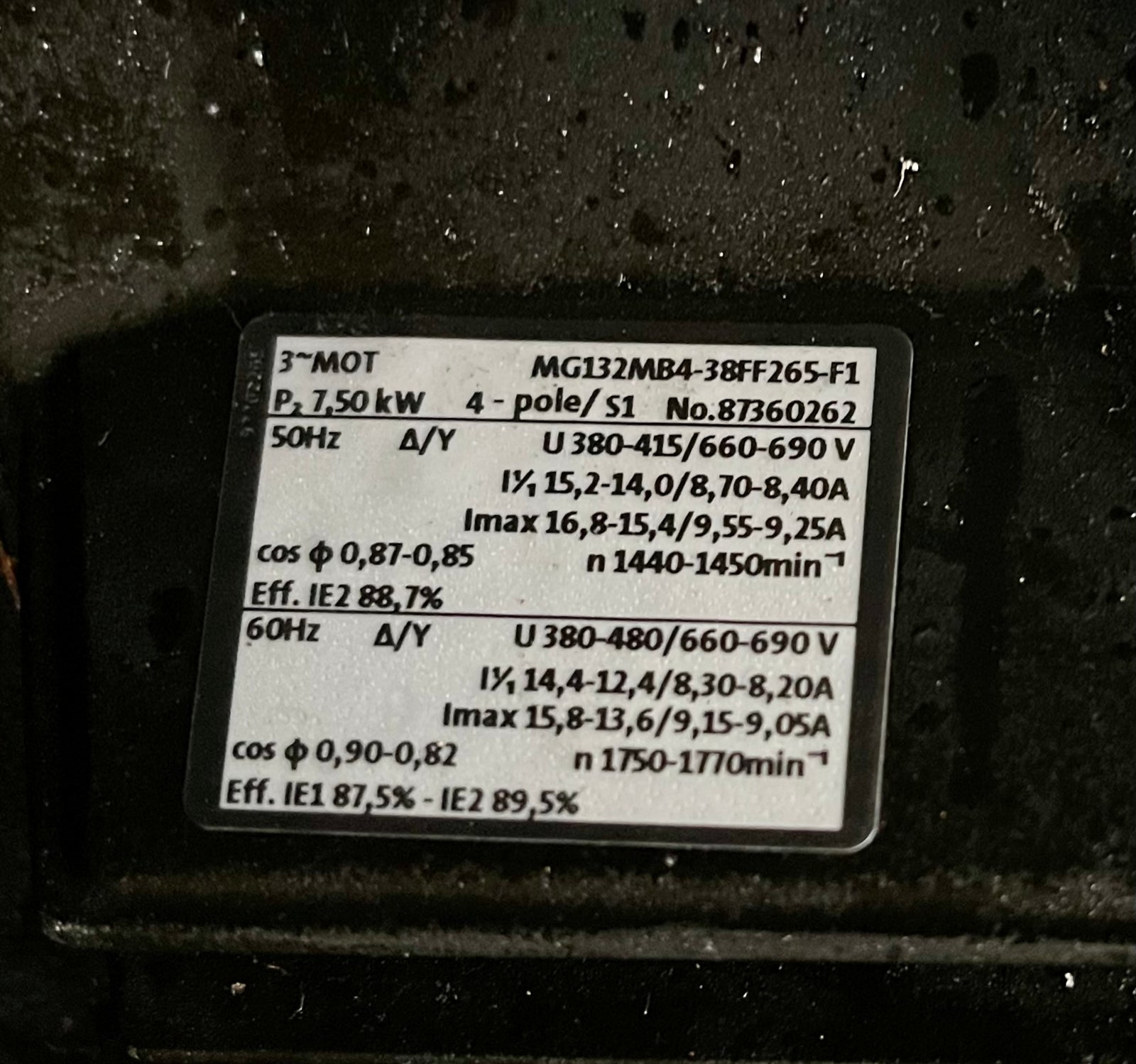 Grundfos MG132MB 7.5kw 415V Pump Motor 87360262 #3436