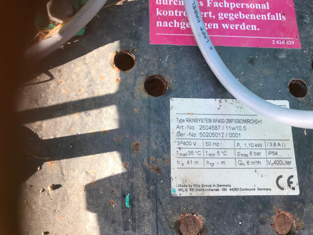 Wilo Rainsystem AF400 2MP304DM 5 bar Twin Pressure Booster pump Set 240v #985