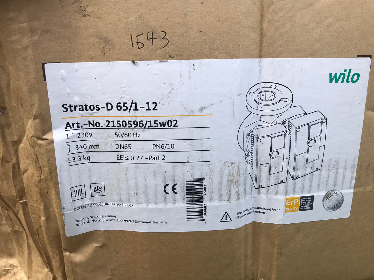 Wilo Pump Stratos-D 65/1-12 2150596 230v #1543 VAT