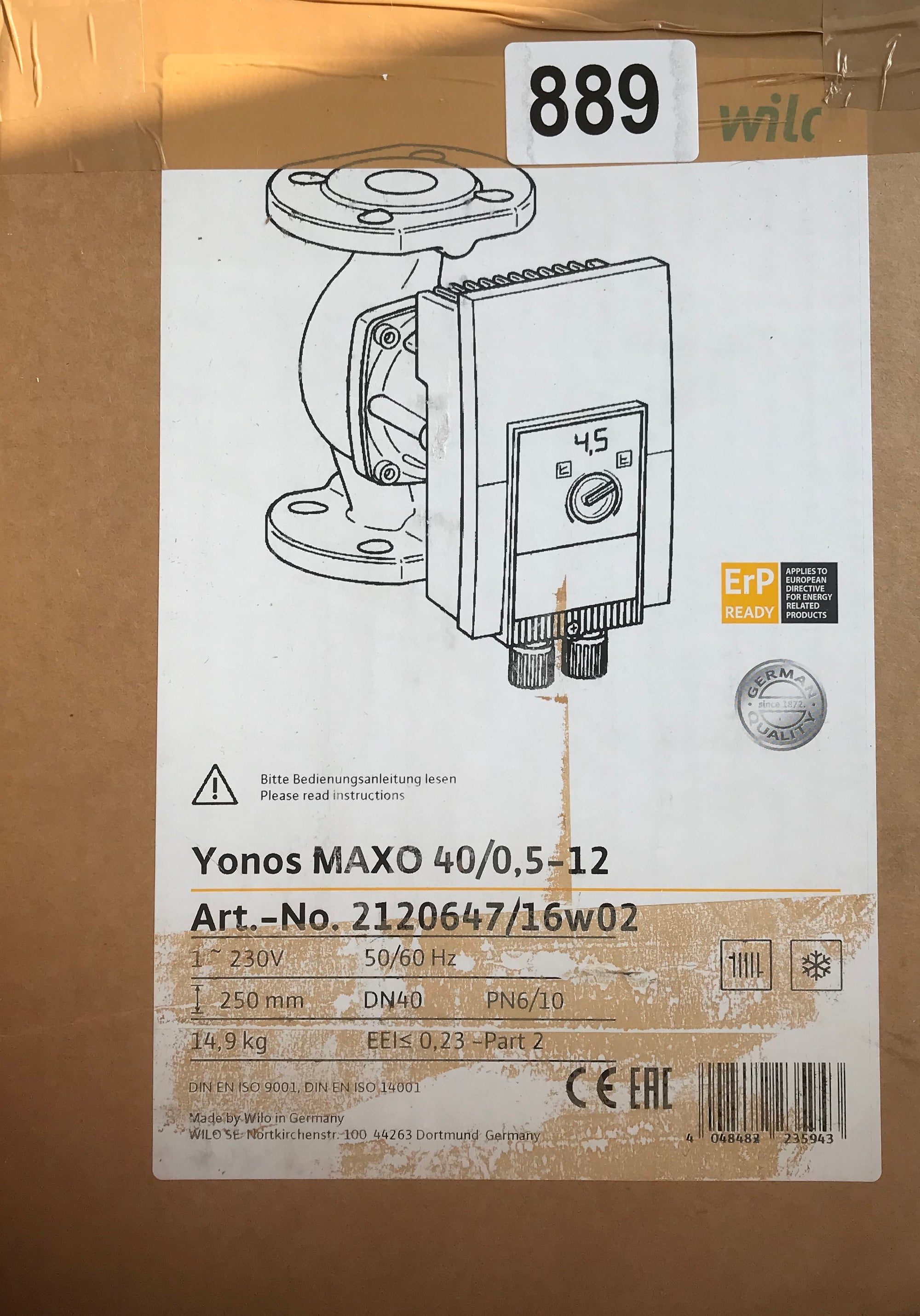 WILO YONOS MAXO 40/0,5-12 250 2120647 Heating Circulator #2841