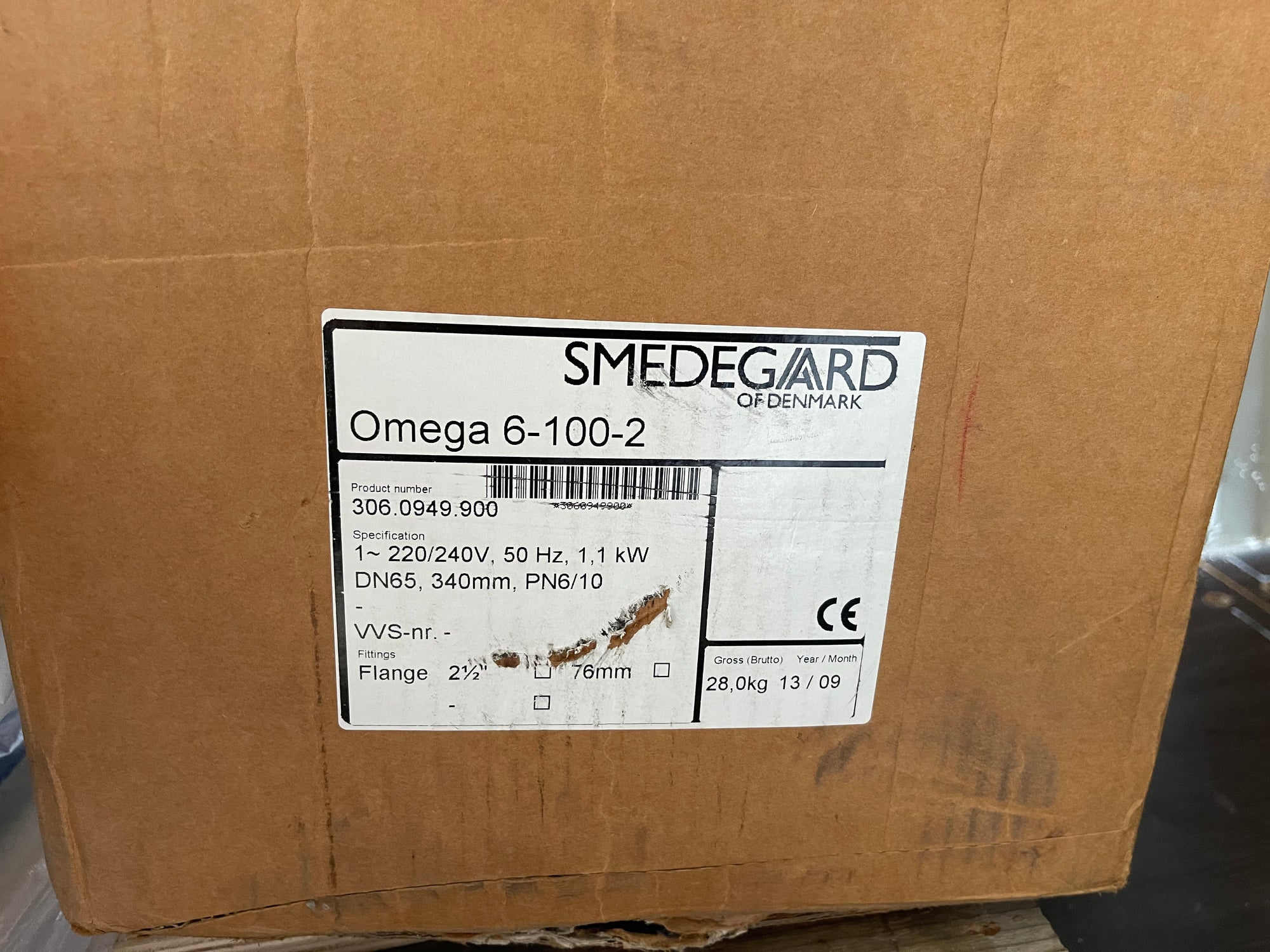 Smedegaard Omega 6-100-2 240v 1.1kw DN65 Circulator Pump #3012 VAT