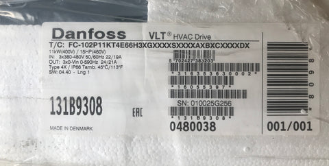 Danfoss VLT FC-102 P11 11 KW HVAC Variable Speed Drive Inverter 131B9308  #1737