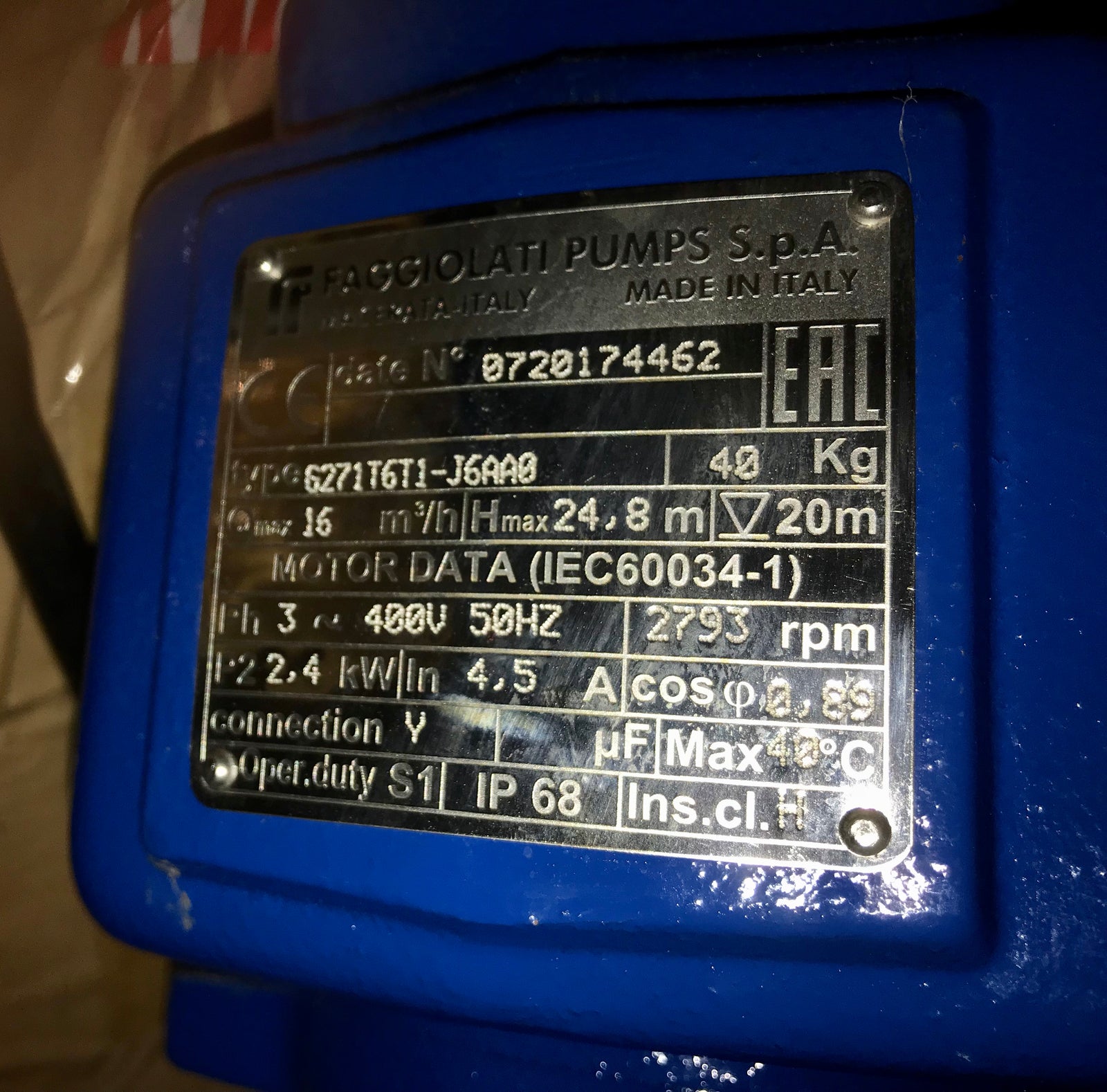 Faggiolati Lowara G 271 T6T1 415v submersible waste Grinder pump Dn40 2.4kw #1869