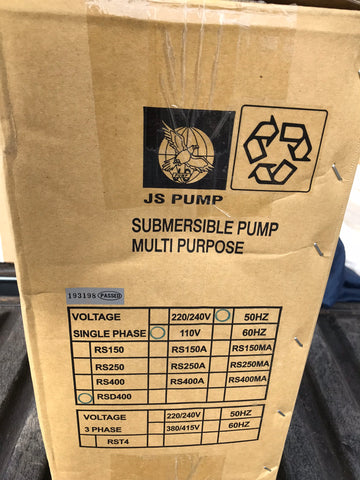 JS PUMP RSD 400 PUMP SUBMERSIBLE RESIDUE WATER DRAINAGE PUMP 110V #1648