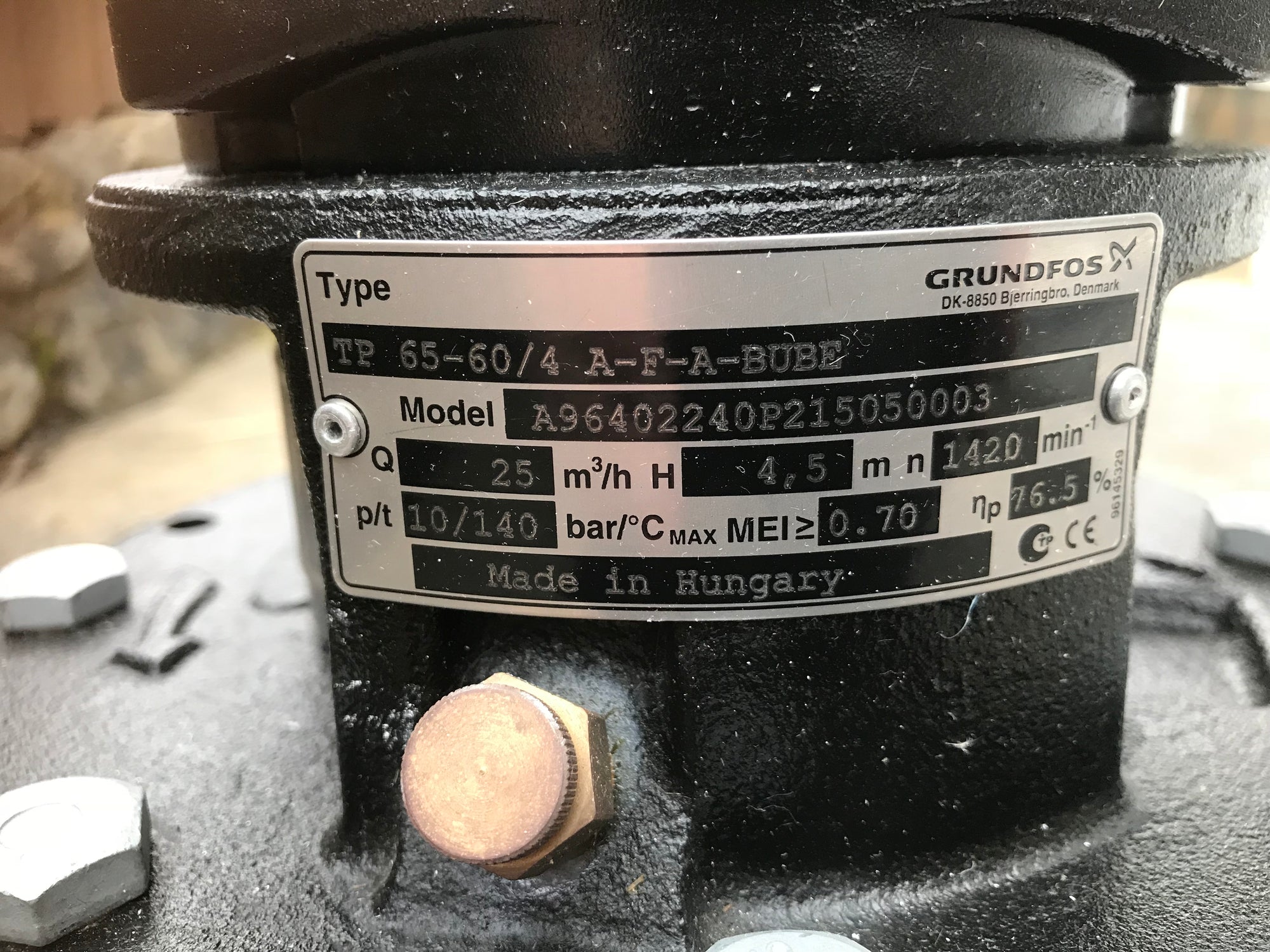 GRUNDFOS TP 65-60/4 A F A BUBE 0.55KW SINGLE STAGE SINGLE HEAD IN LINE 4 POLE 415V 96402280 #821