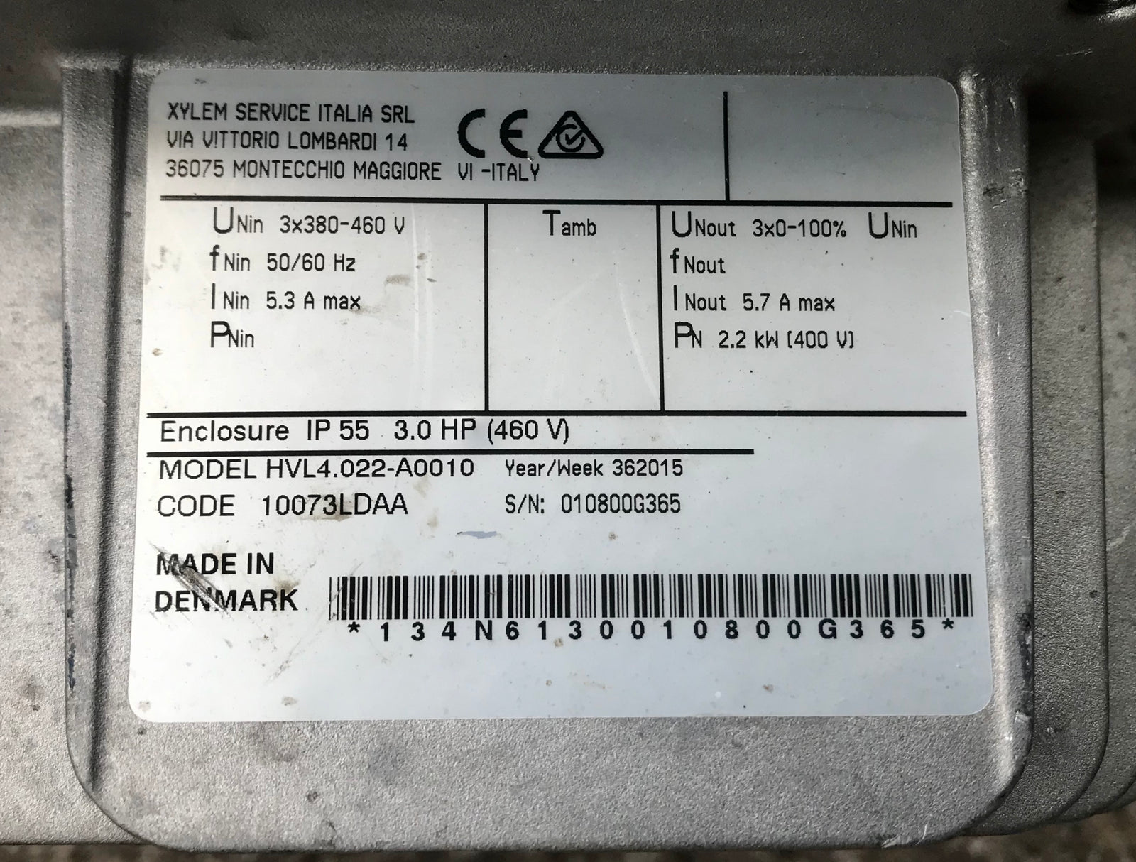 Lowara Hydrovar HVL 4.022 2.2Kw 415v inverter 10073LDAA #2053