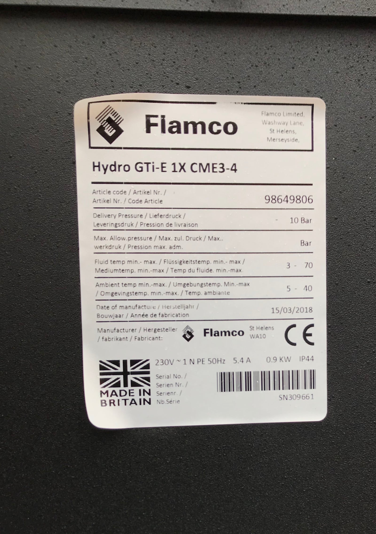 Grundfos Flamco Hydro GTI-E 1X CME 3-4 Booster set 98649806 #1336