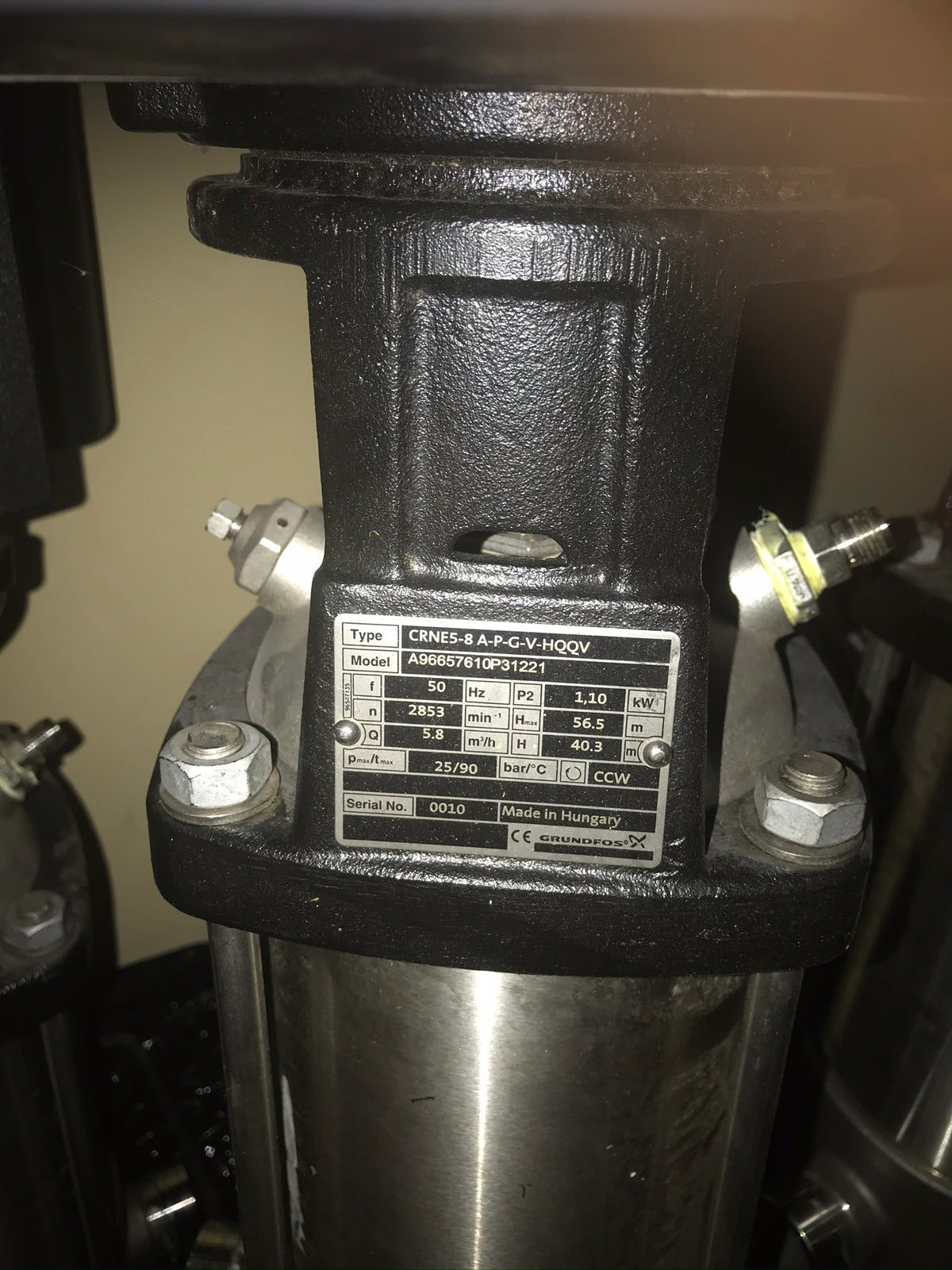 Grundfos CRNE 5-8 A-P-G-V-HQQV Vertical Multistage Pump 96657610 415v #2025